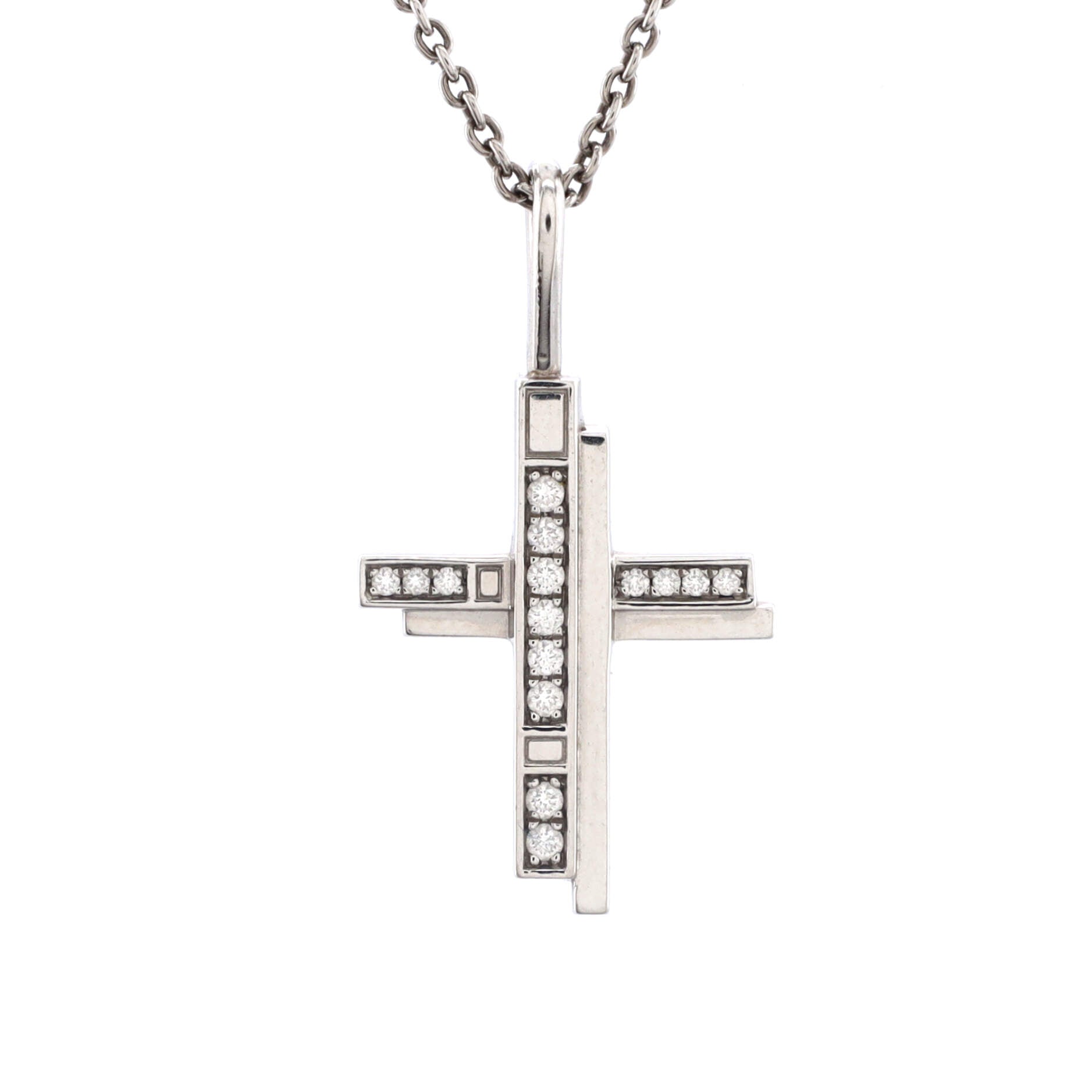 Traffic Cross Pendant Necklace Platinum with Diamonds