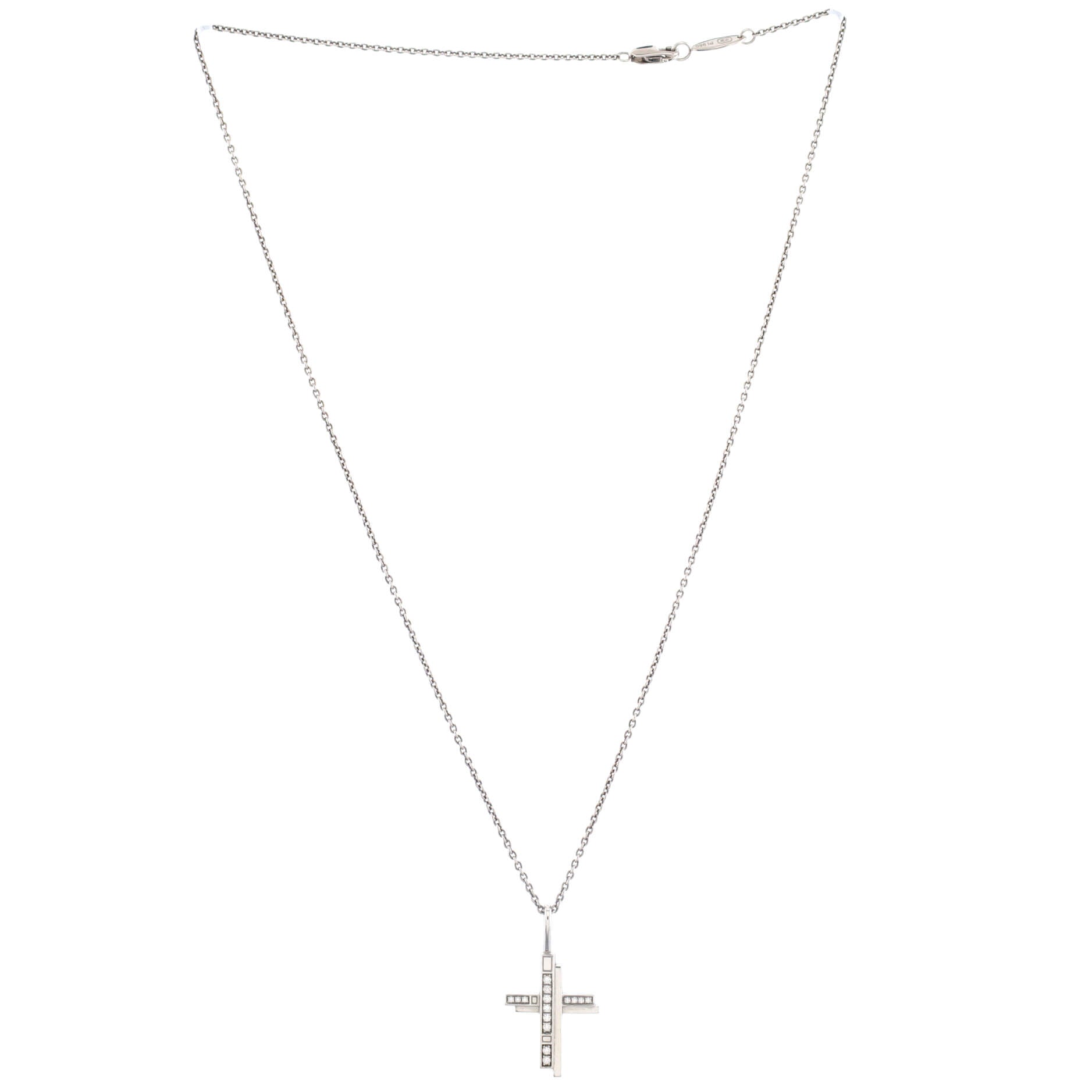 Traffic Cross Pendant Necklace Platinum with Diamonds