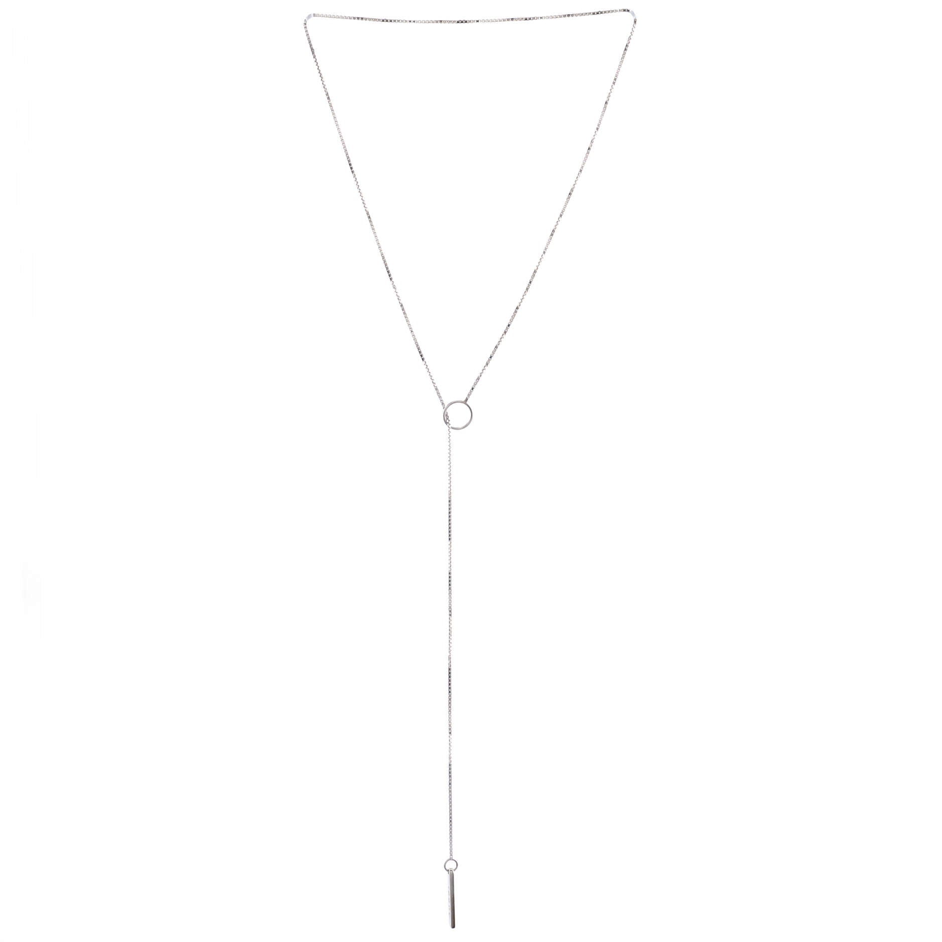 Logo Lariat Necklace 18K White Gold