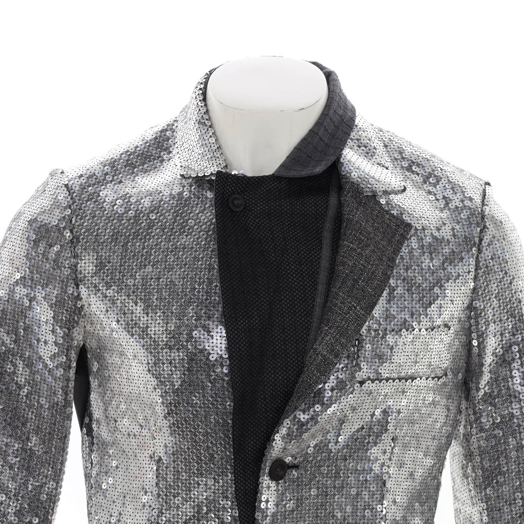 Men's Contrast Lapel Blazer Sequins with Polyester Blend