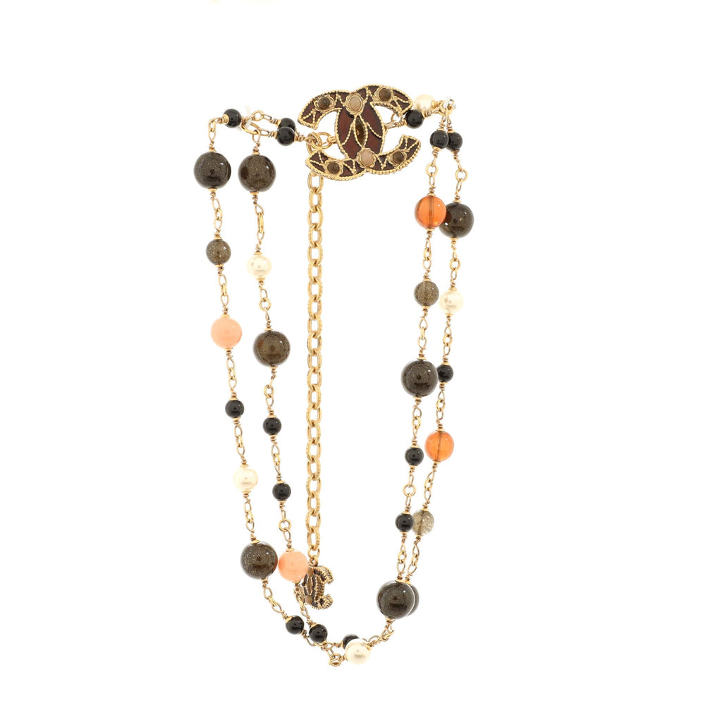 CC Charm Belt Metal with Faux Pearls and Beads 100