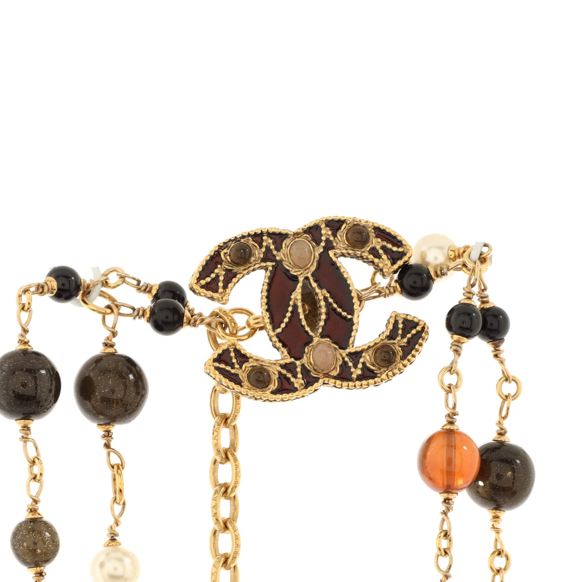 CC Charm Belt Metal with Faux Pearls and Beads 100