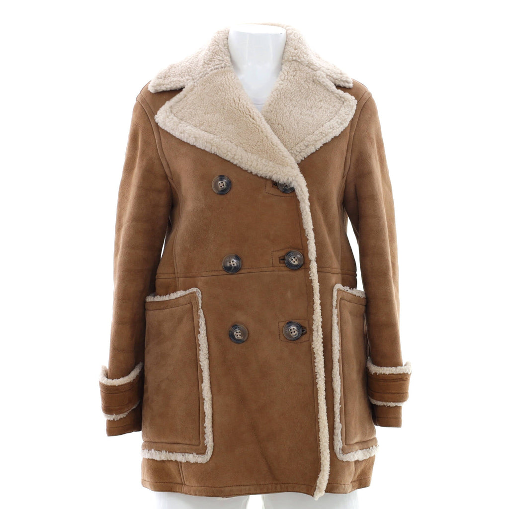 Brit Women's Double Breasted Coat Shearling and Cotton