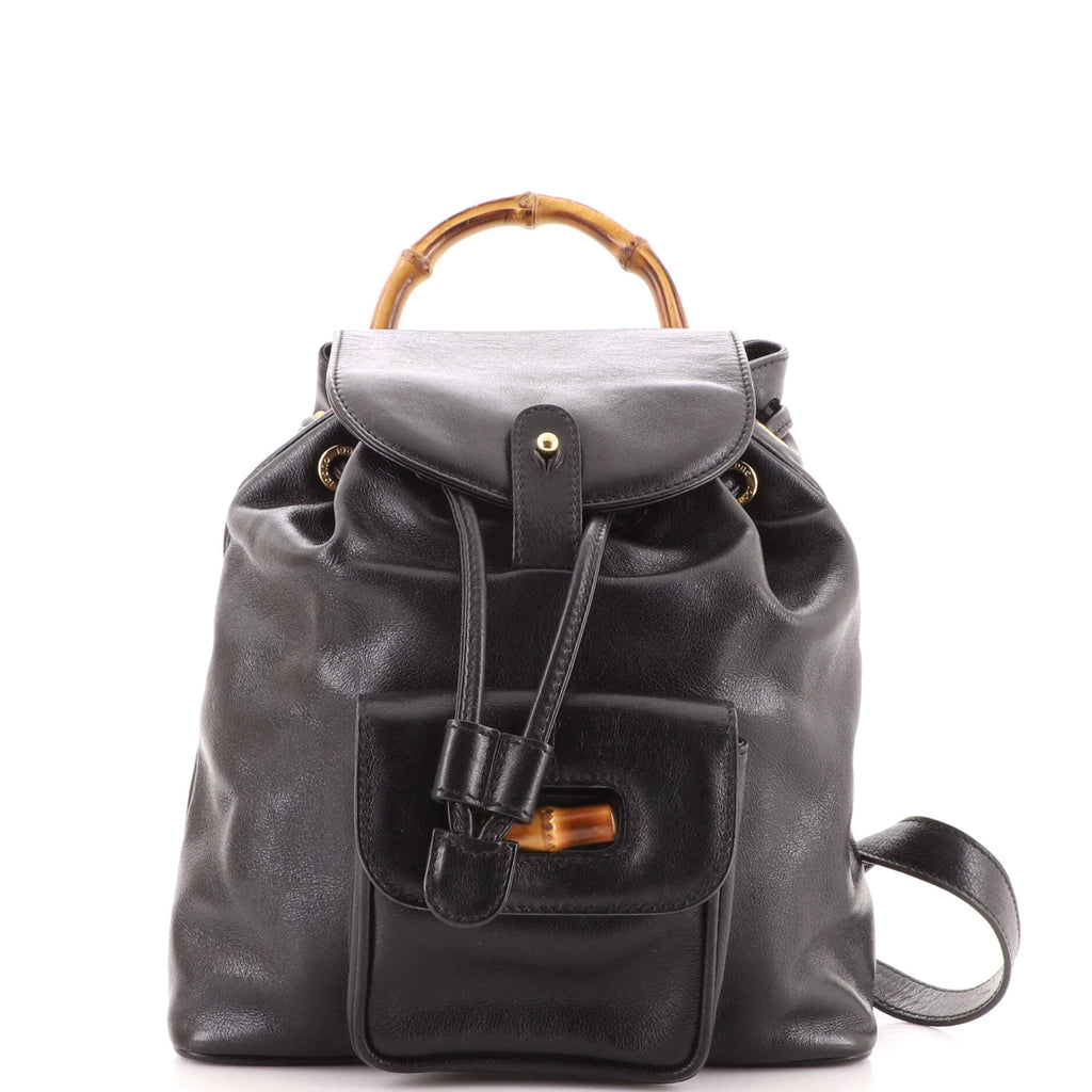 Vintage Bamboo Backpack Leather Mini