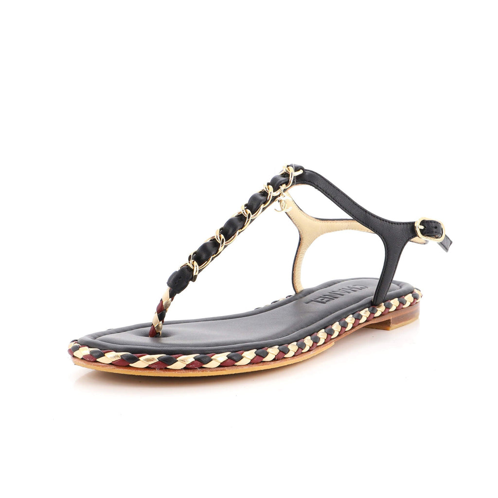 Women's CC Chain Thong Sandals Leather