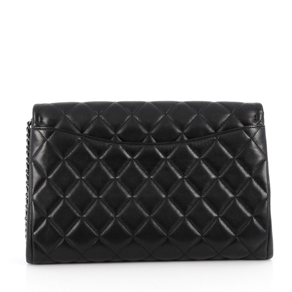 Clutch with Chain Quilted Lambskin