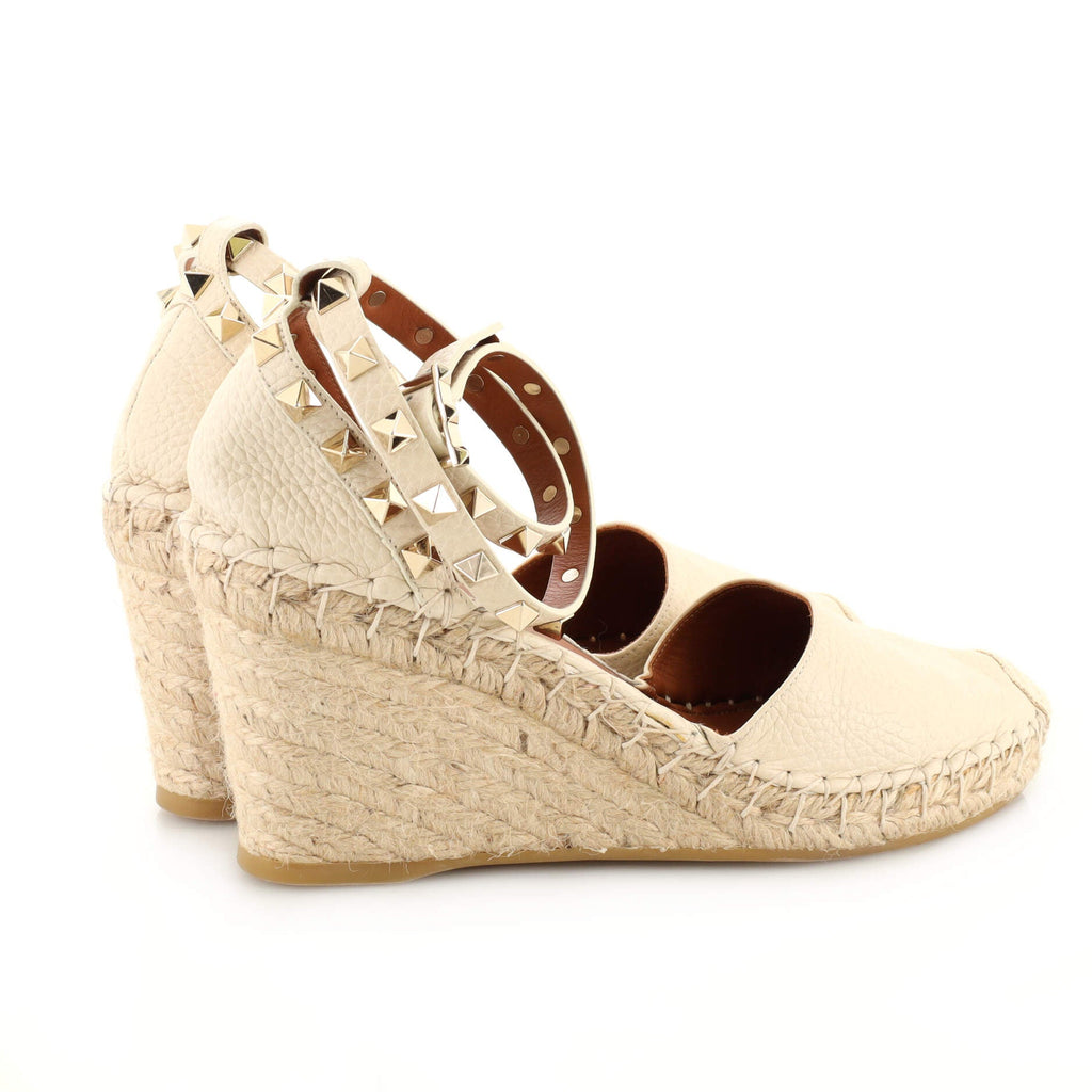 Women's Rockstud Wedge Espadrilles Leather