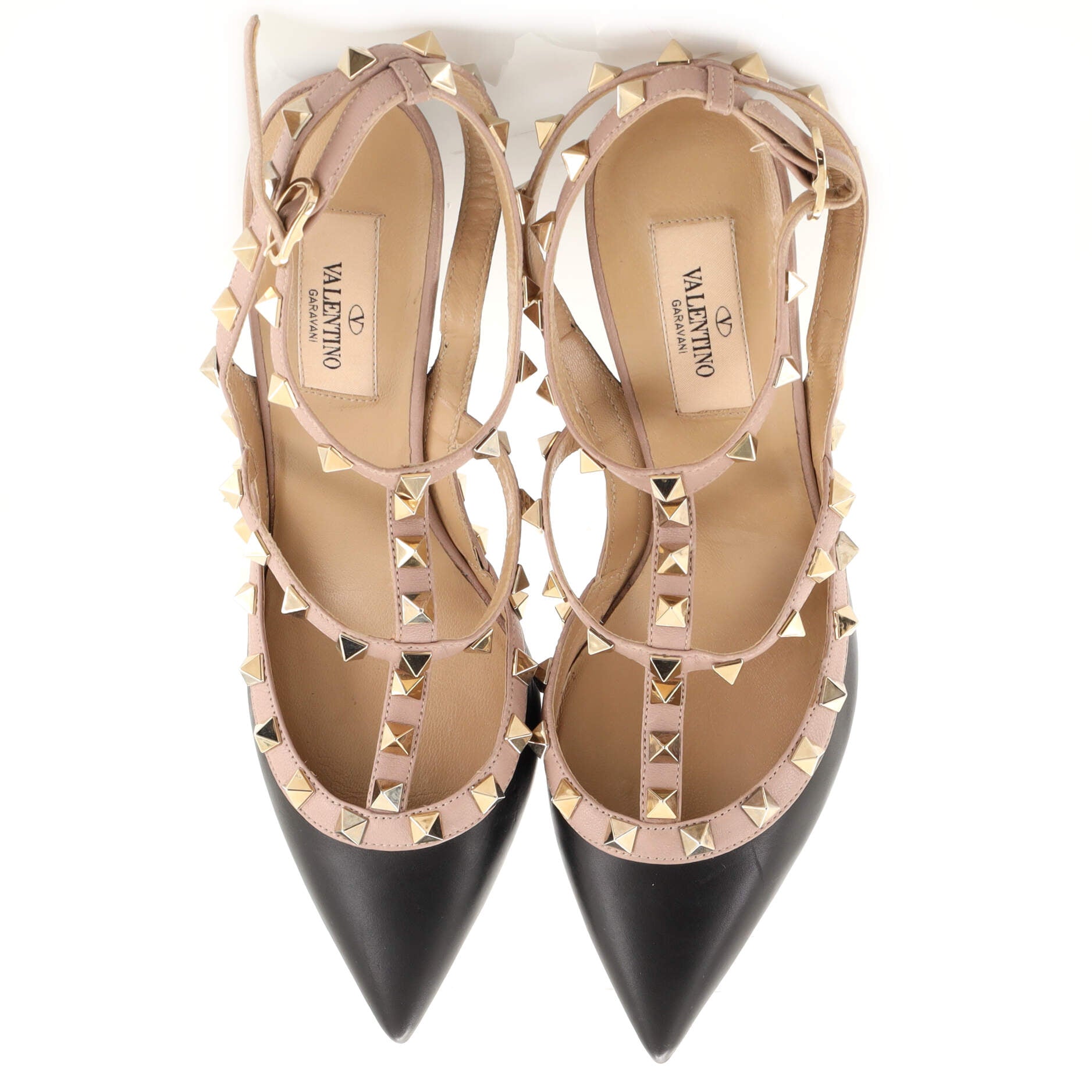 Women's Rockstud Ankle Strap Pumps Leather 100