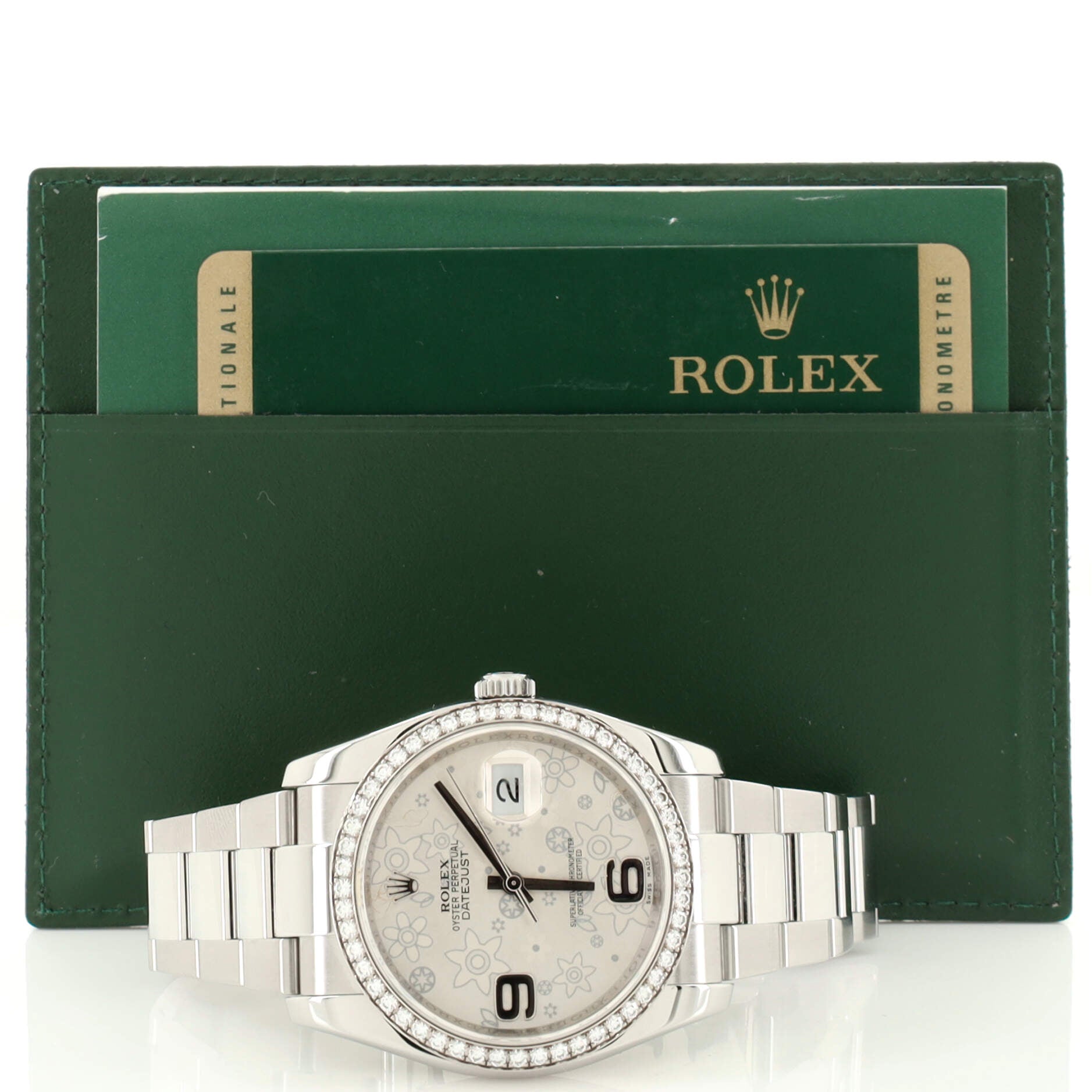 Oyster Perpetual Datejust Automatic Watch Stainless Steel and White Gold with Diamond Bezel 36