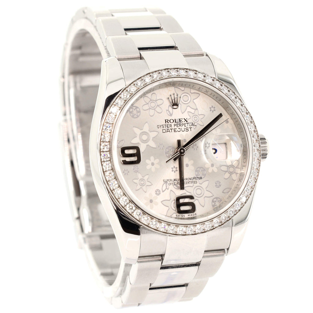 Oyster Perpetual Datejust Automatic Watch Stainless Steel and White Gold with Diamond Bezel 36