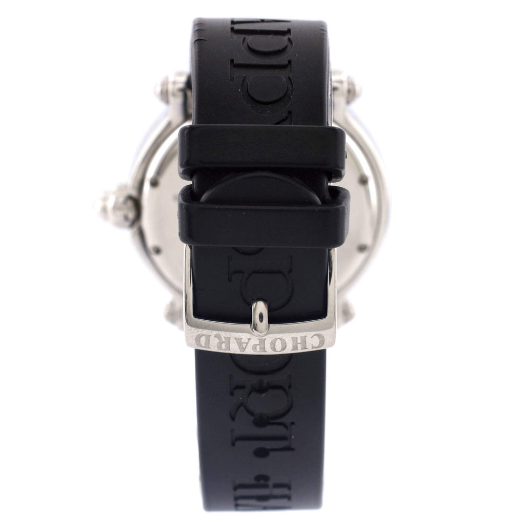 Happy Sport Fish Round Quartz Watch Stainless Steel and Rubber with Floating Rubies and Sapphires 38