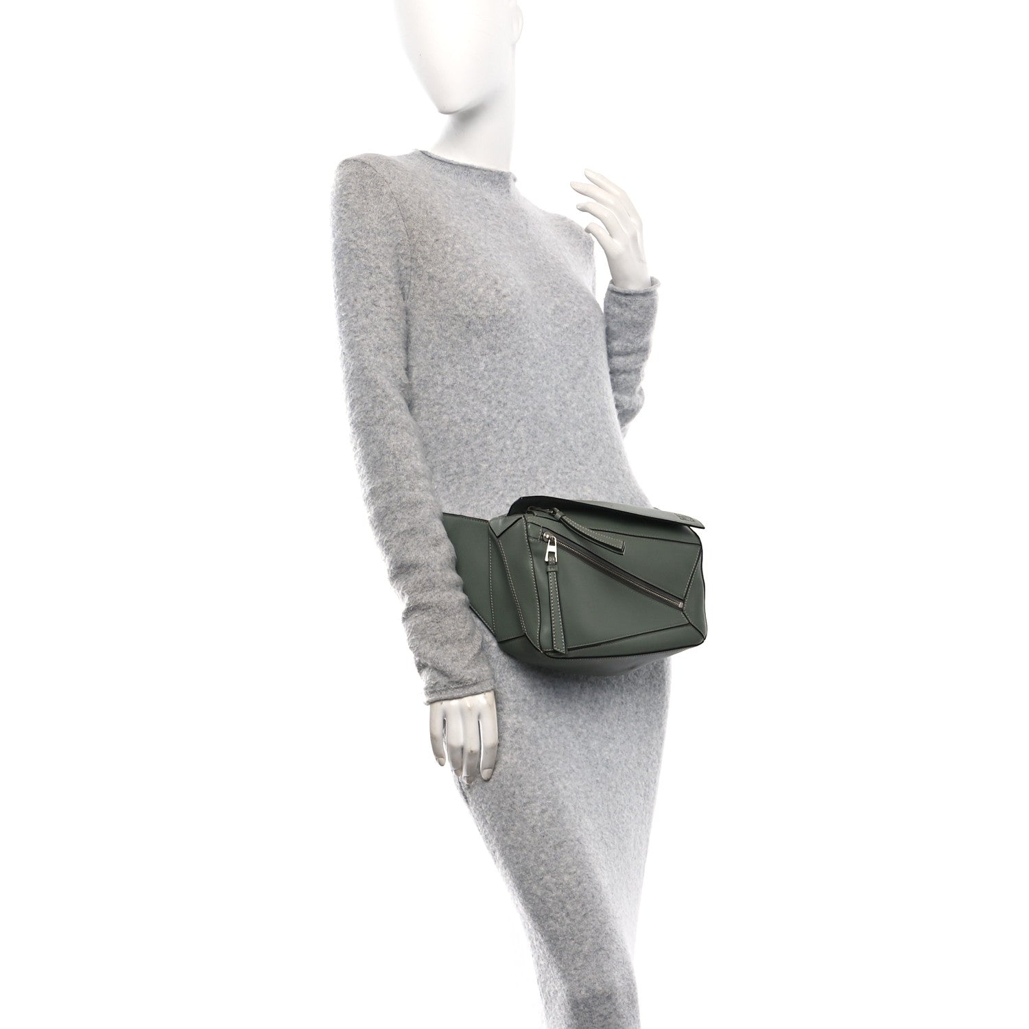Calfskin Puzzle Bumbag Dark Sage