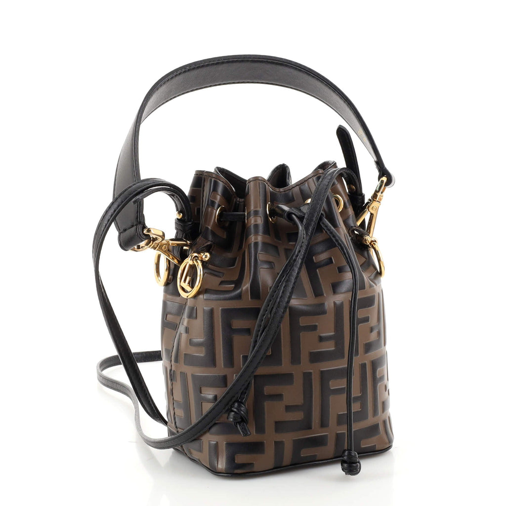 Mon Tresor Bucket Bag Zucca Embossed Leather Mini
