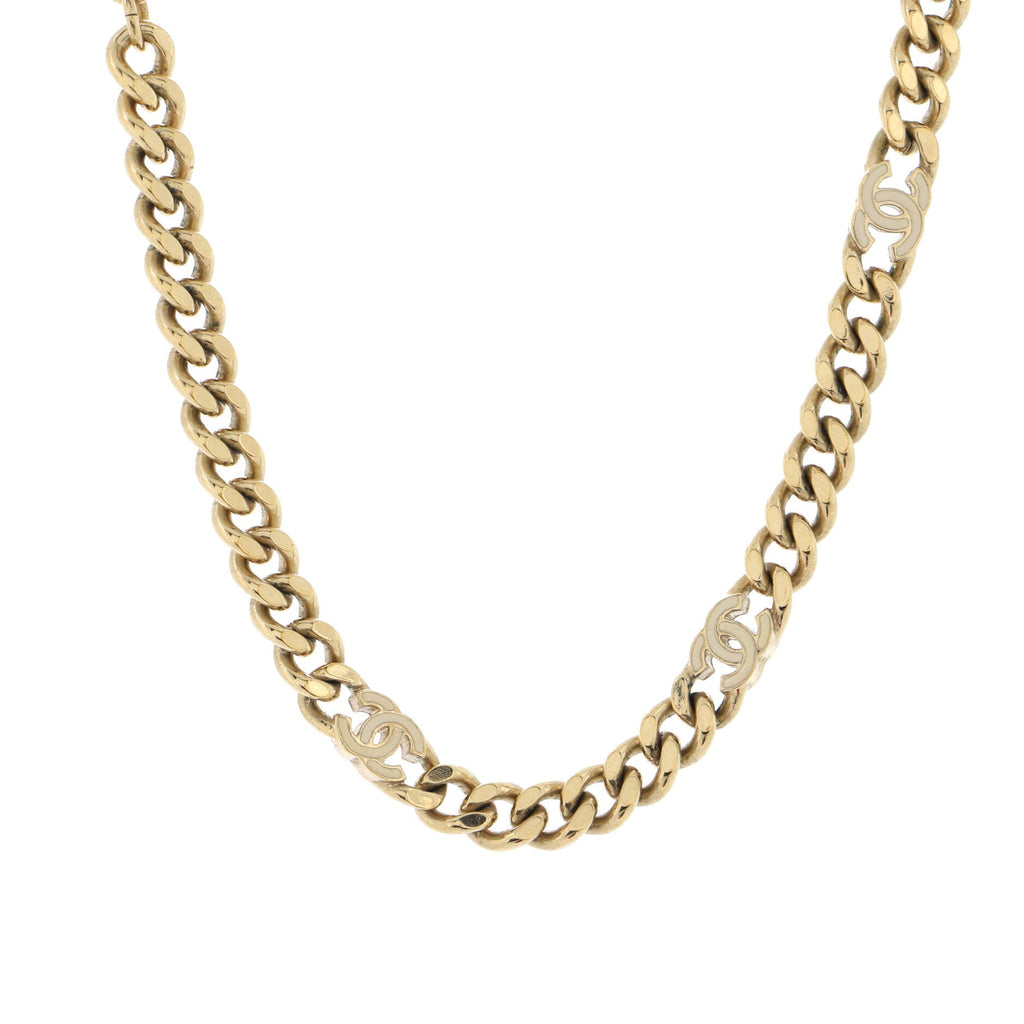 CC Link Choker Necklace Metal with Crystals