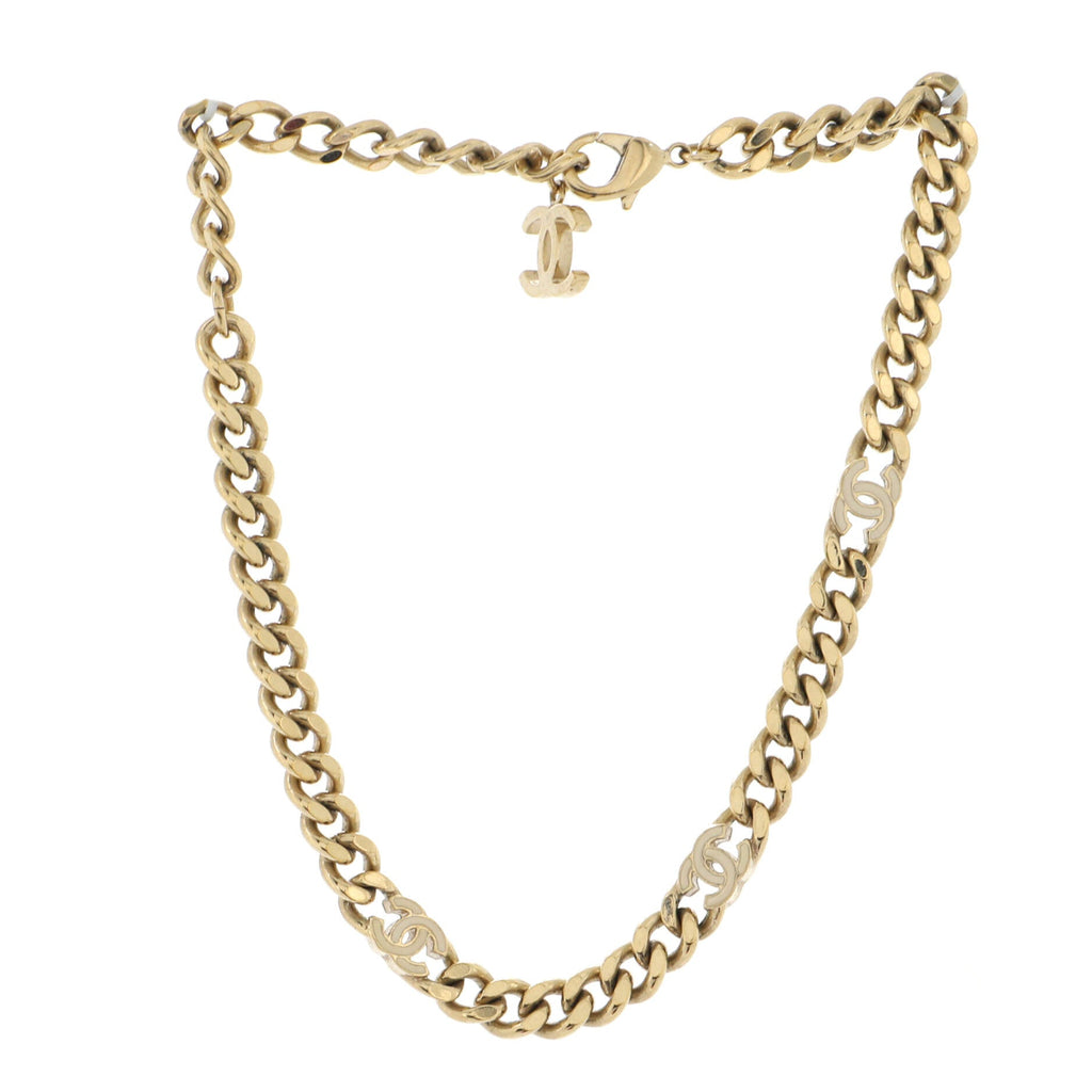 CC Link Choker Necklace Metal with Crystals