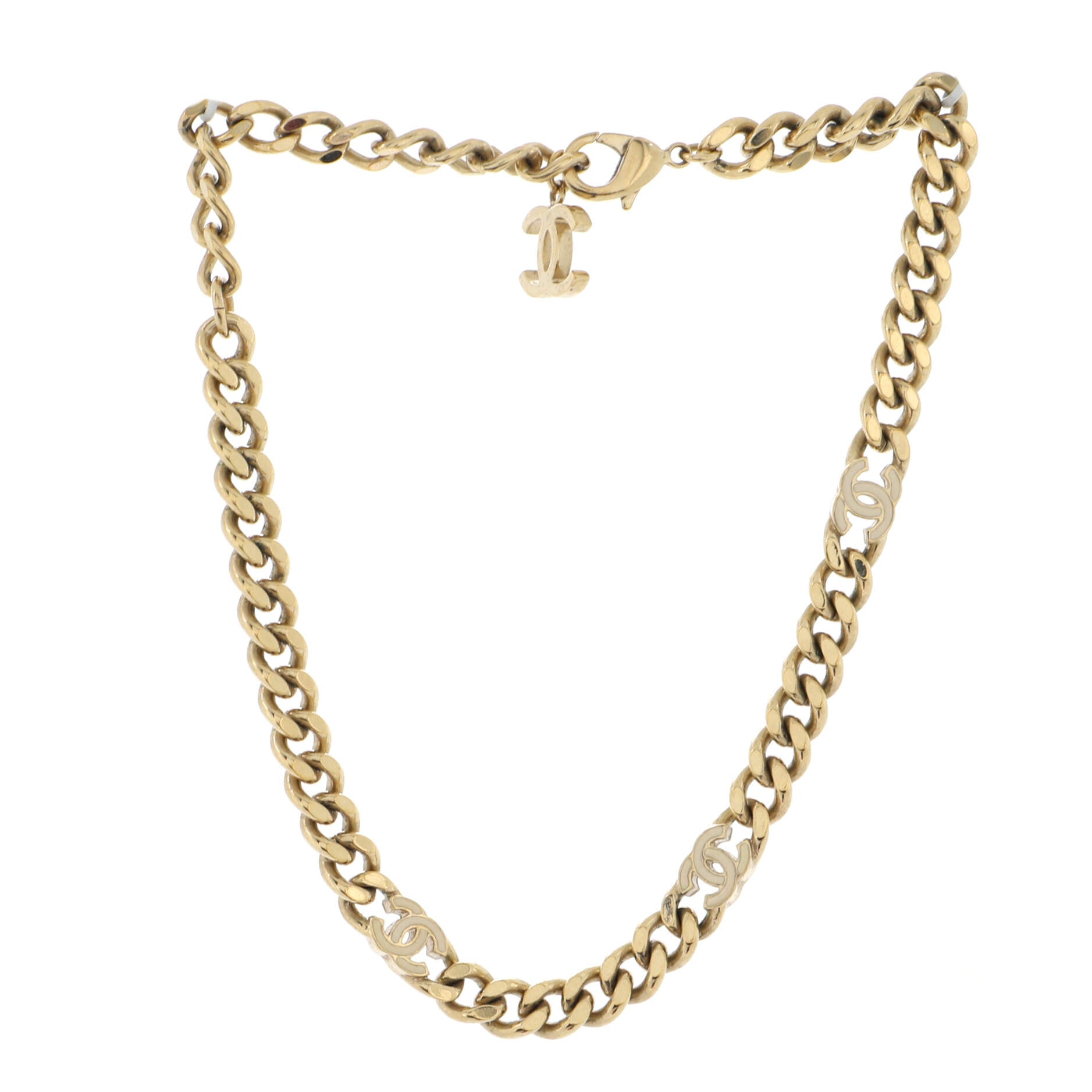 CC Link Choker Necklace Metal with Crystals