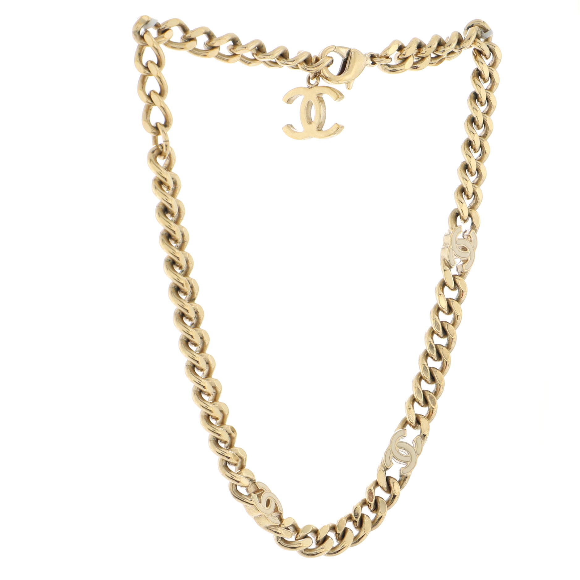 CC Link Choker Necklace Metal with Crystals