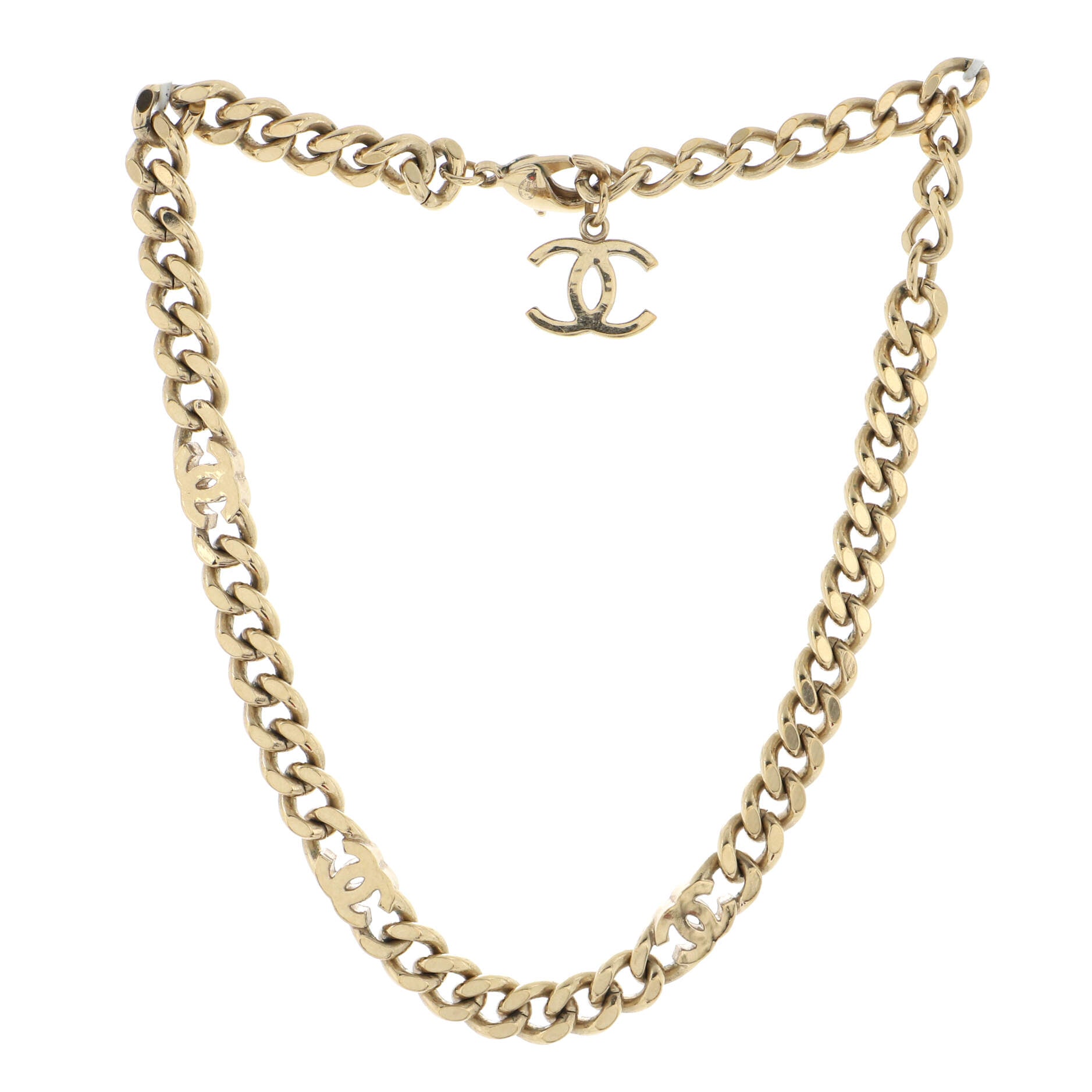 CC Link Choker Necklace Metal with Crystals