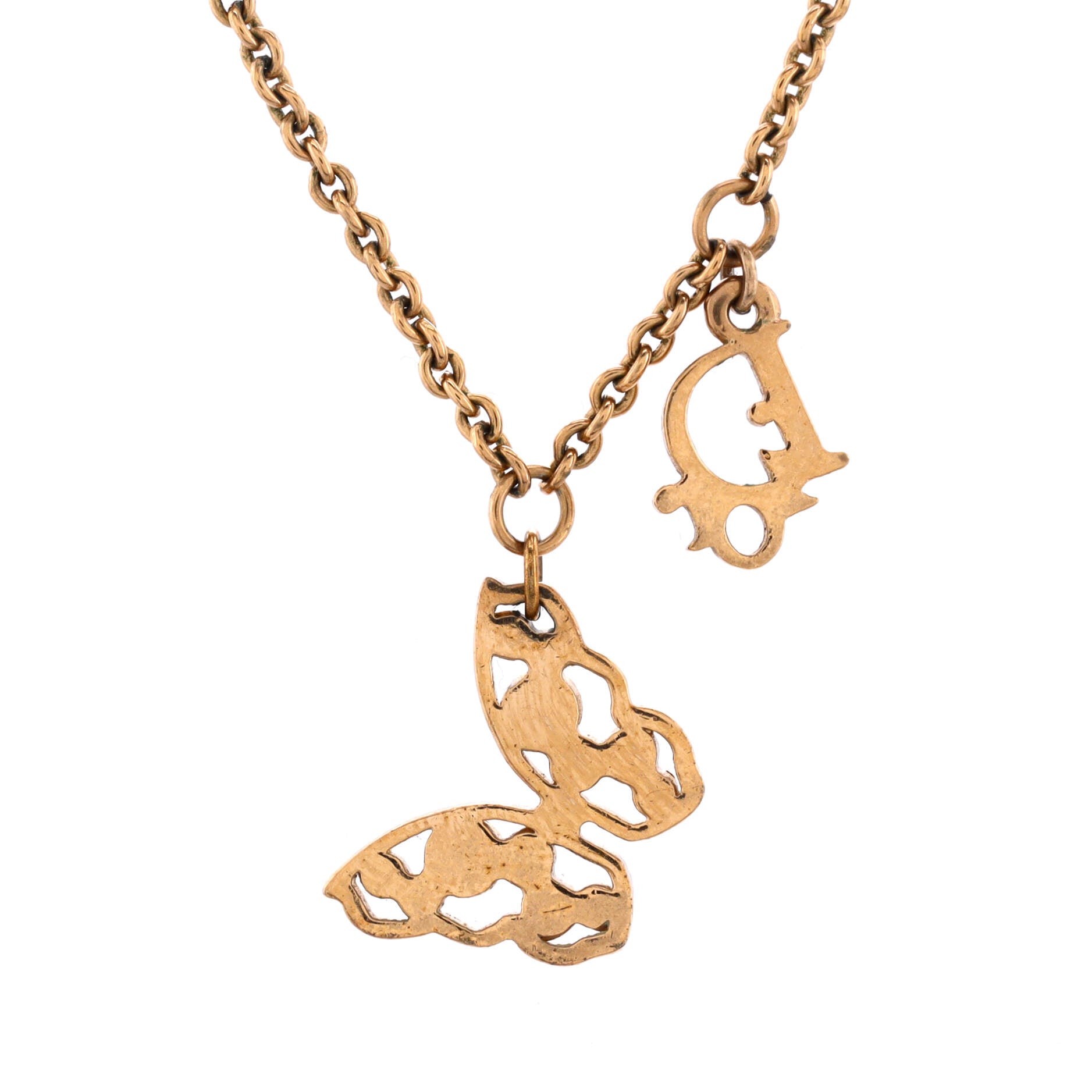 Butterfly Logo Pendant Necklace Metal with Crystals