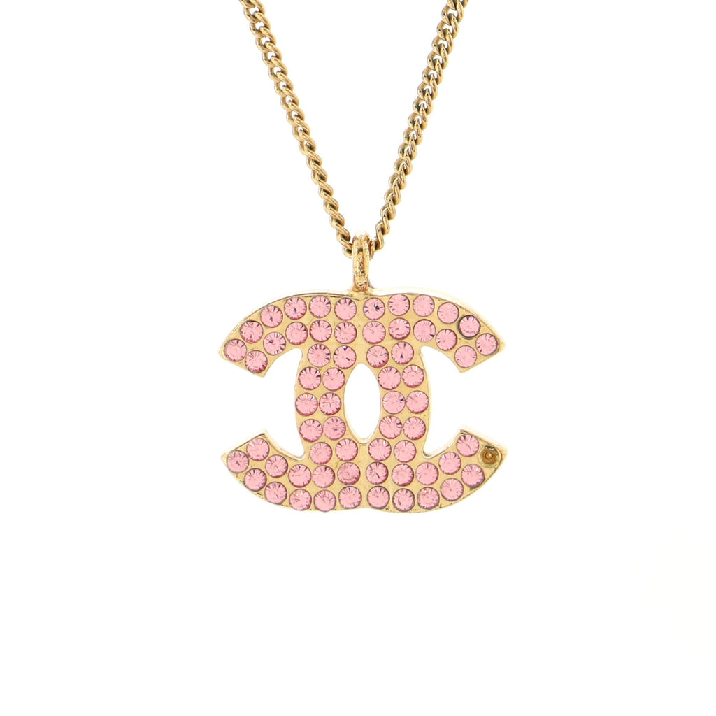 CC Pendant Necklace Metal with Crystals