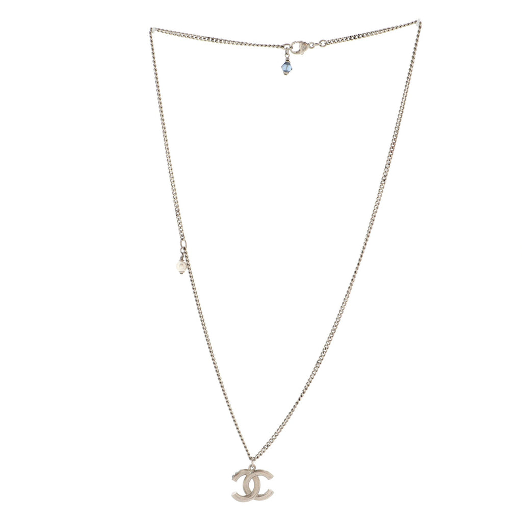 CC Baguette Pendant Necklace Crystal Embellished Metal Large