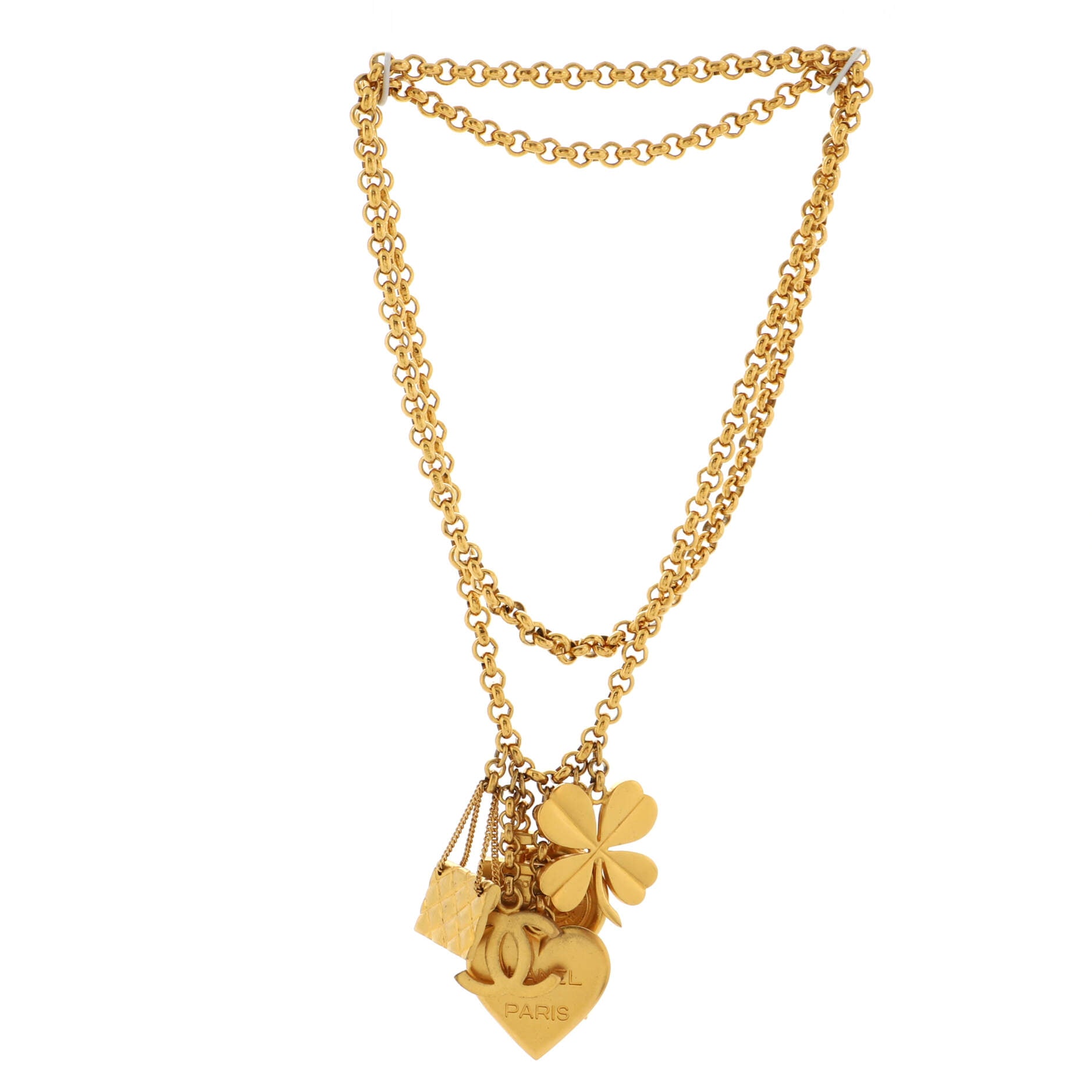 Vintage CC Charms Long Necklace Metal