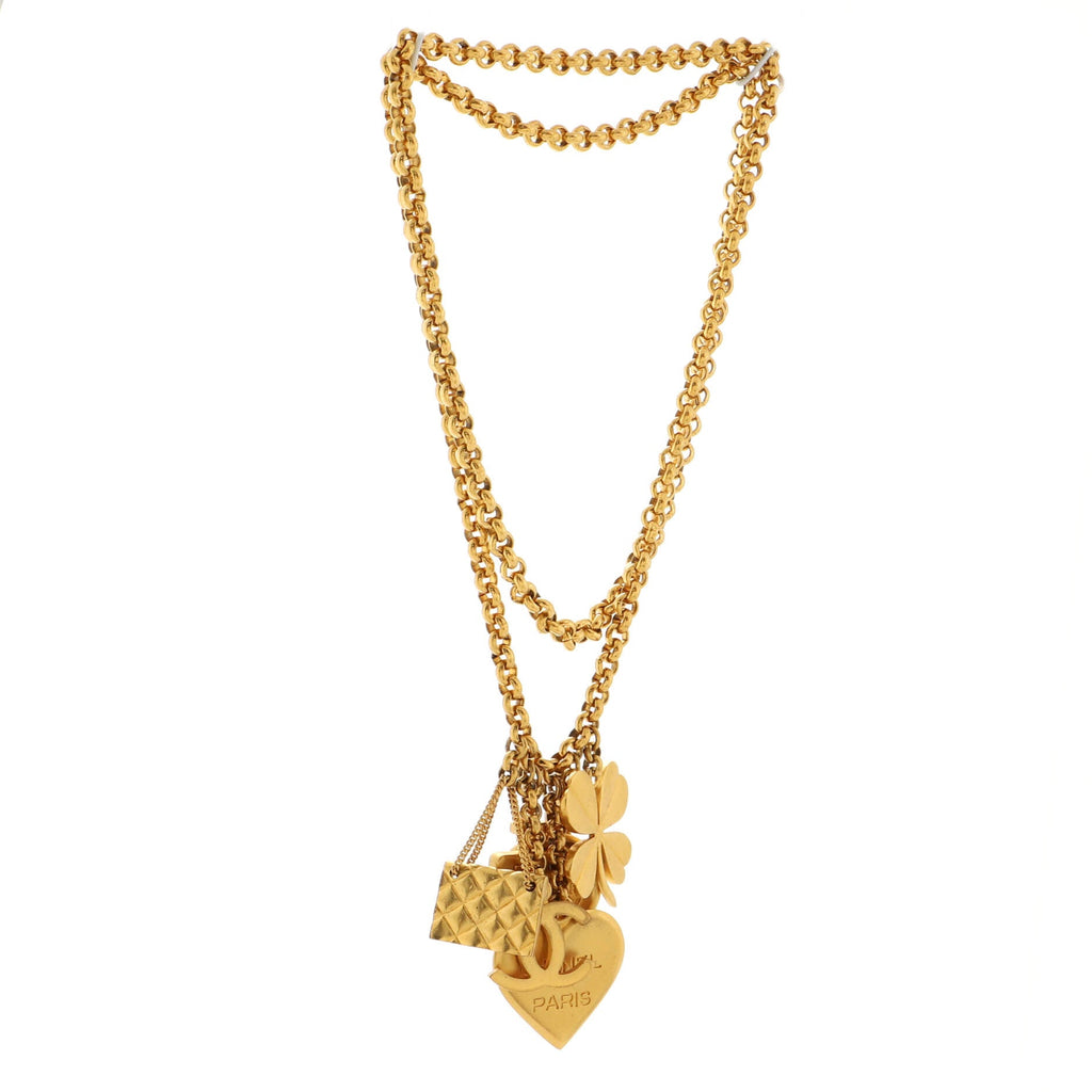 Vintage CC Charms Long Necklace Metal