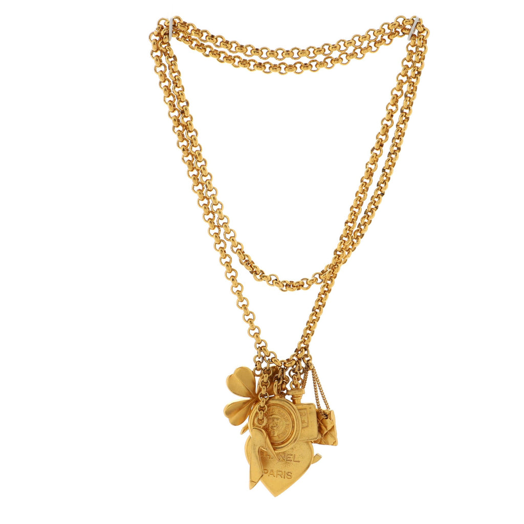 Vintage CC Charms Long Necklace Metal
