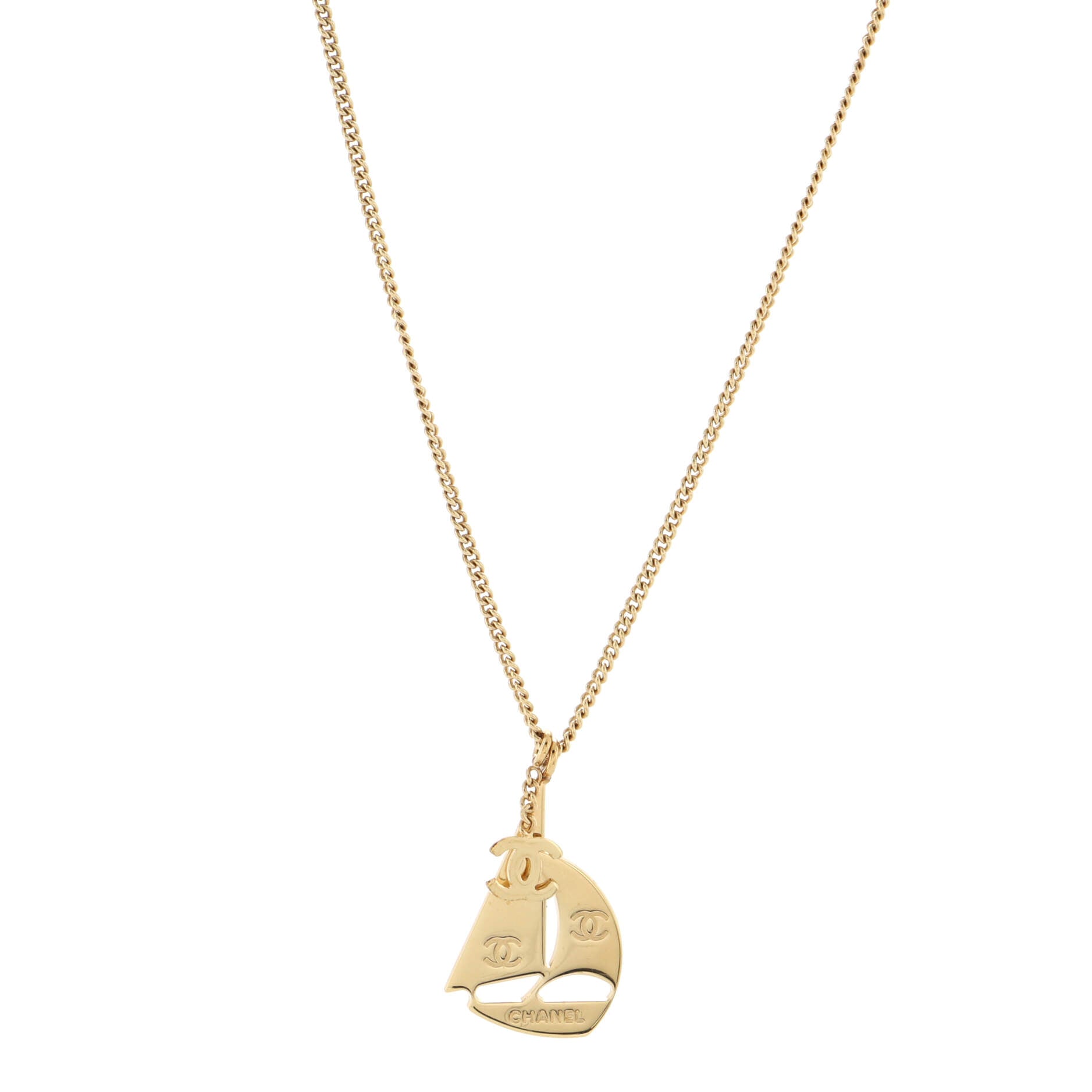 Sail Boat Pendant Necklace Metal Long