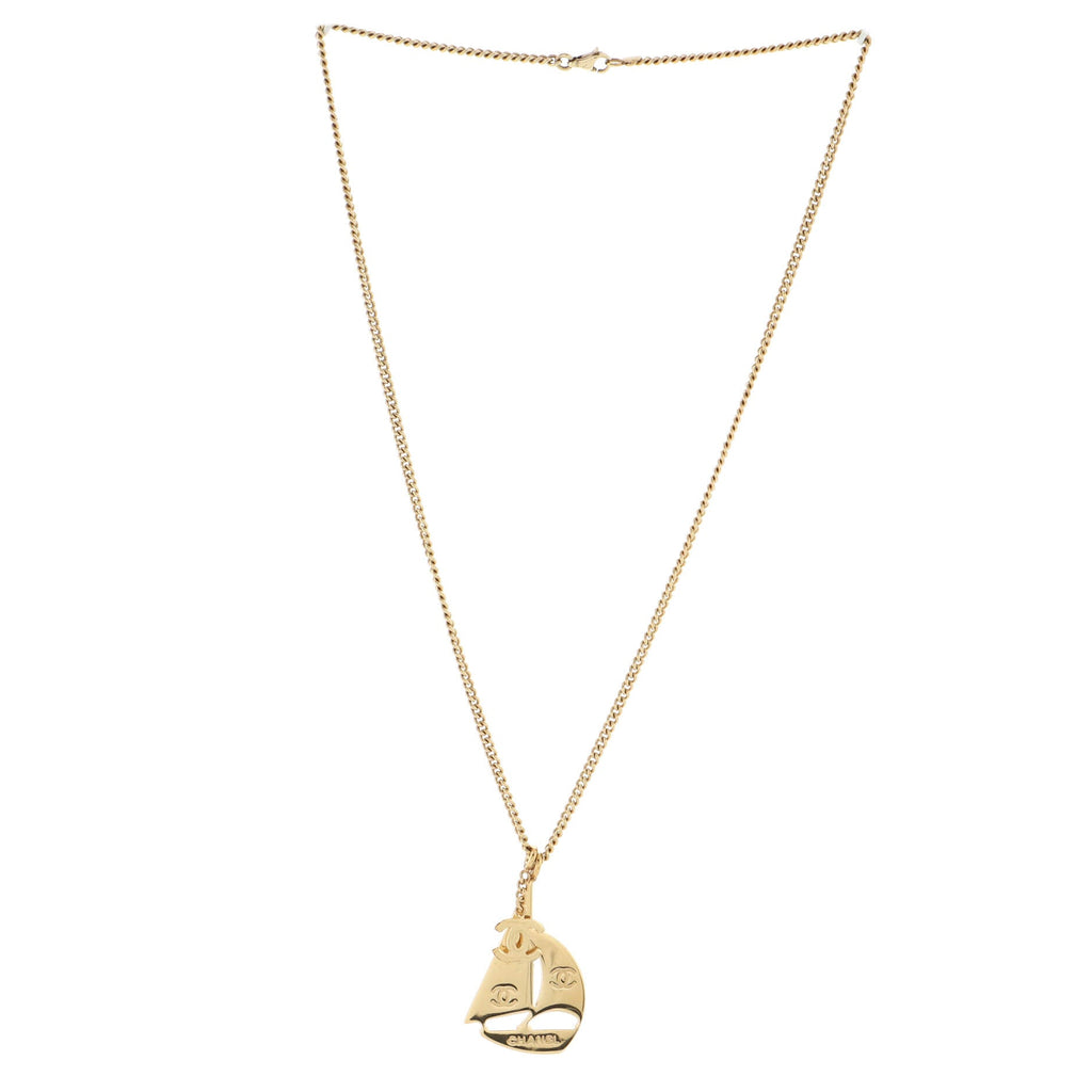 Sail Boat Pendant Necklace Metal Long