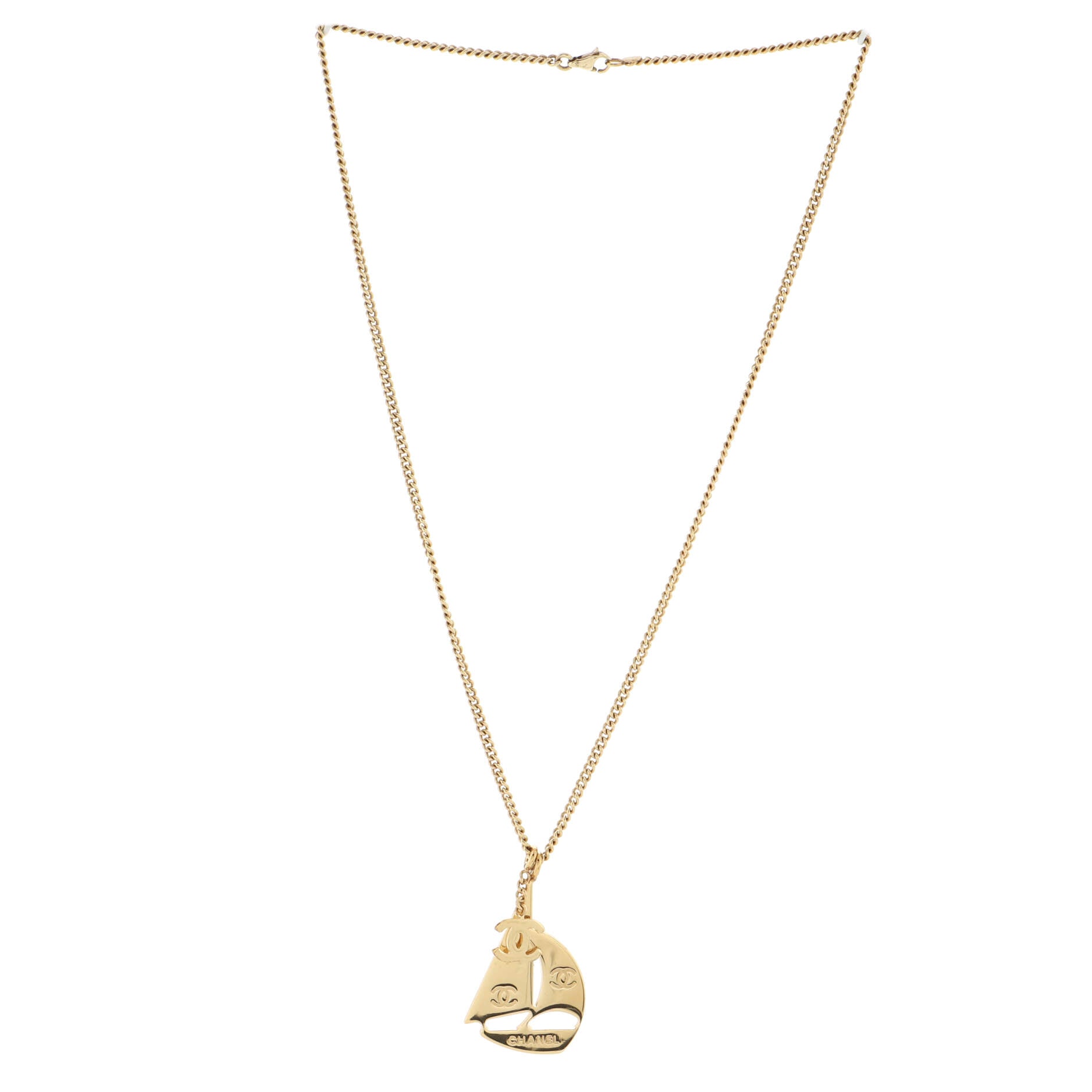 Sail Boat Pendant Necklace Metal Long