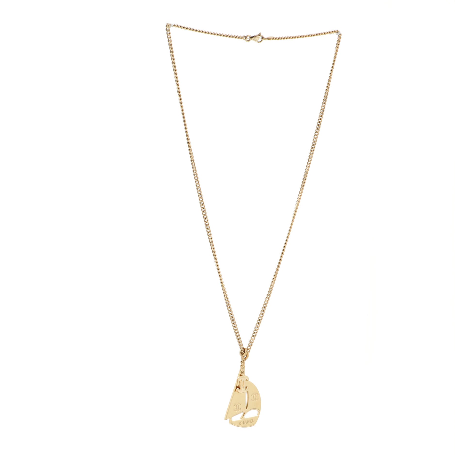 Sail Boat Pendant Necklace Metal Long