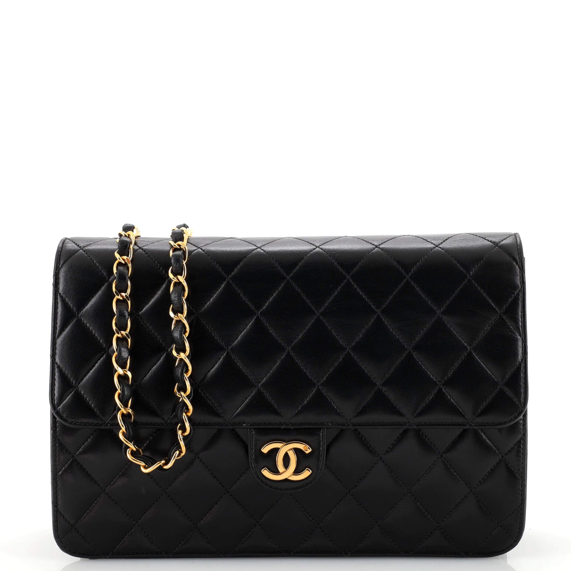 Vintage Clutch with Chain Quilted Leather Medium