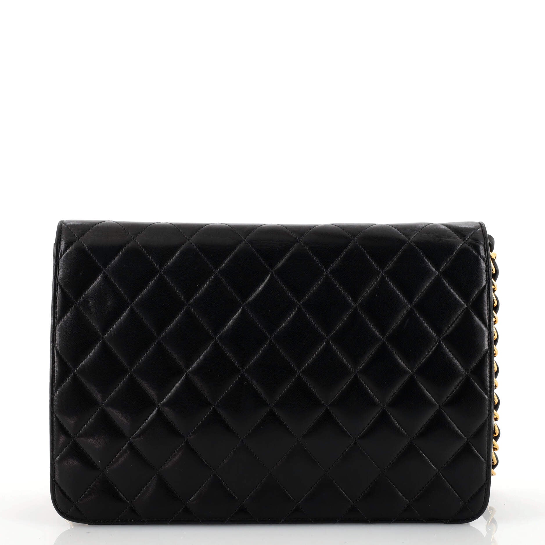 Vintage Clutch with Chain Quilted Leather Medium