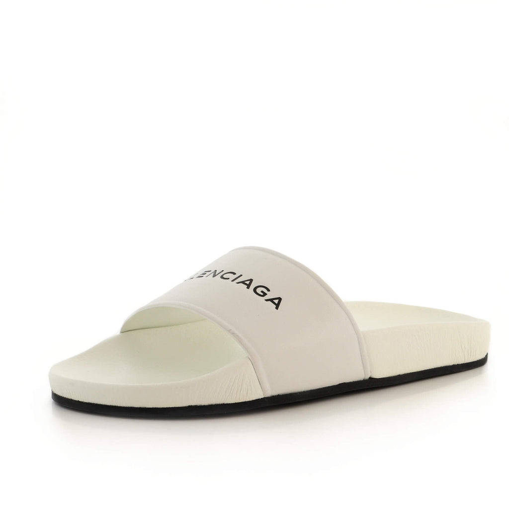 Women's Logo Slide Sandals Leather and Rubber