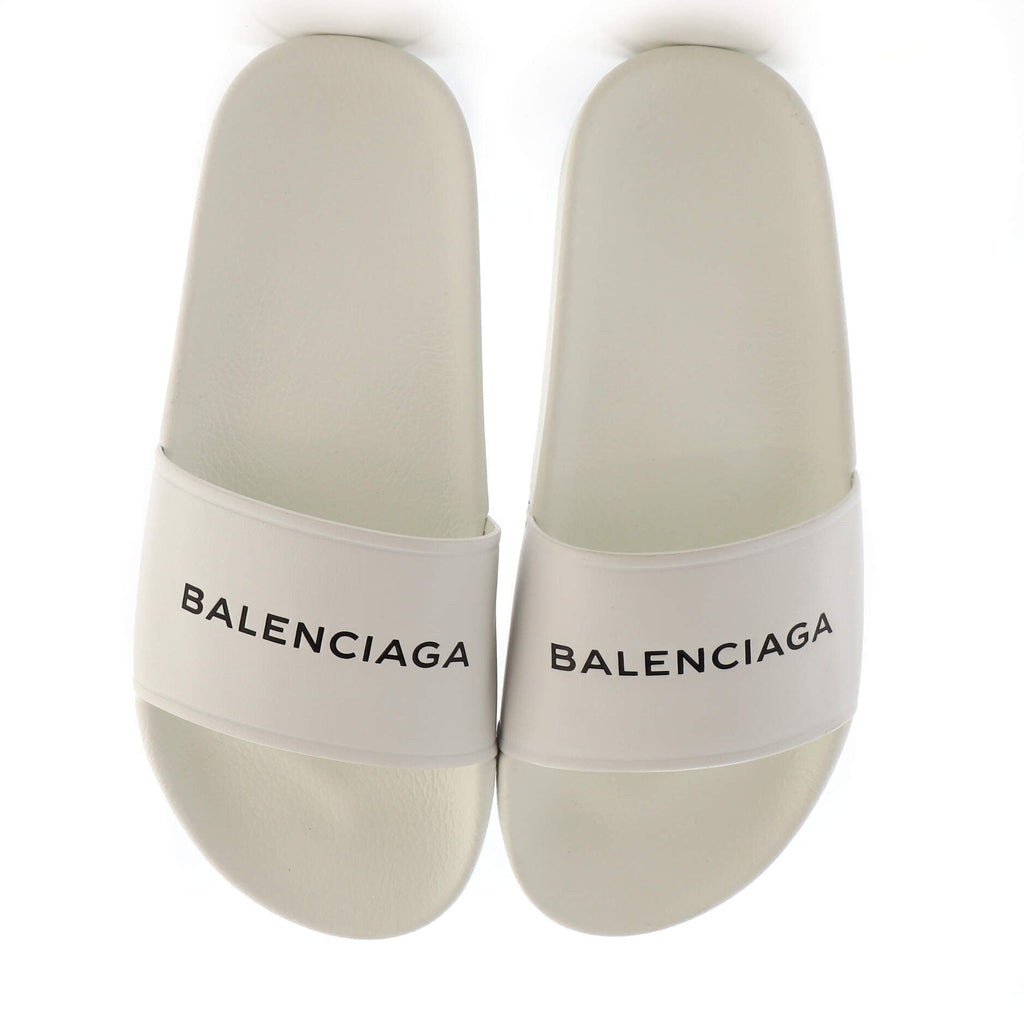 Women's Logo Slide Sandals Leather and Rubber
