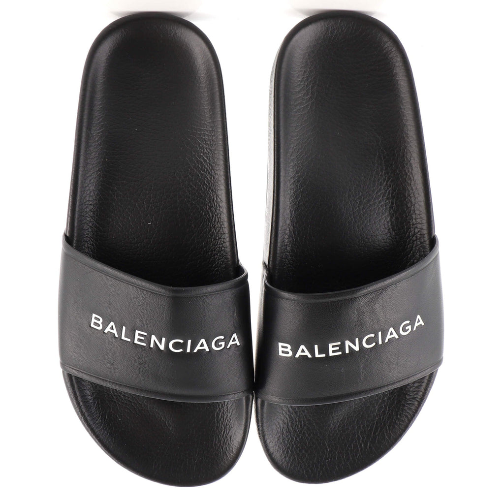 Women's Logo Slide Sandals Leather and Rubber