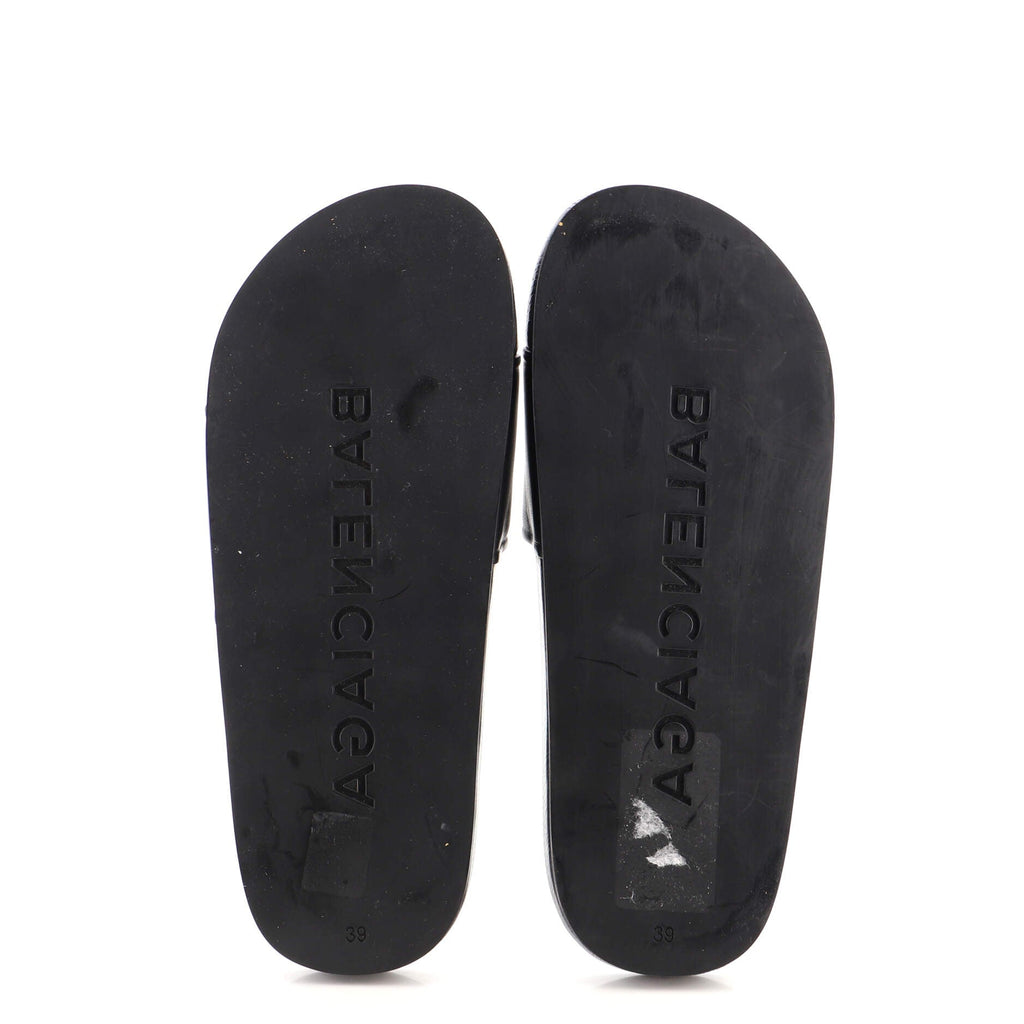 Women's Logo Slide Sandals Leather and Rubber