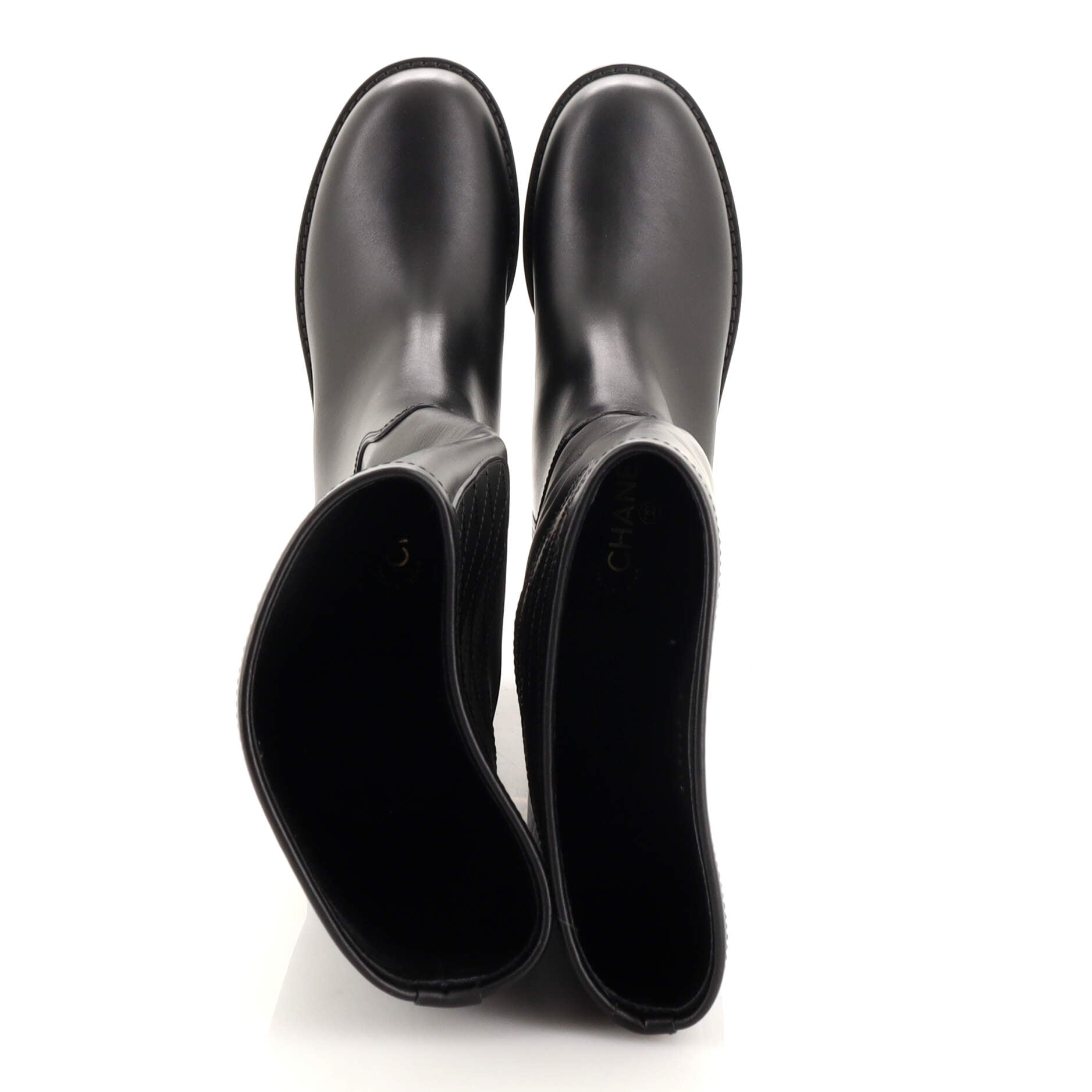 Women's CC Knee High Boots Stitched Calfskin