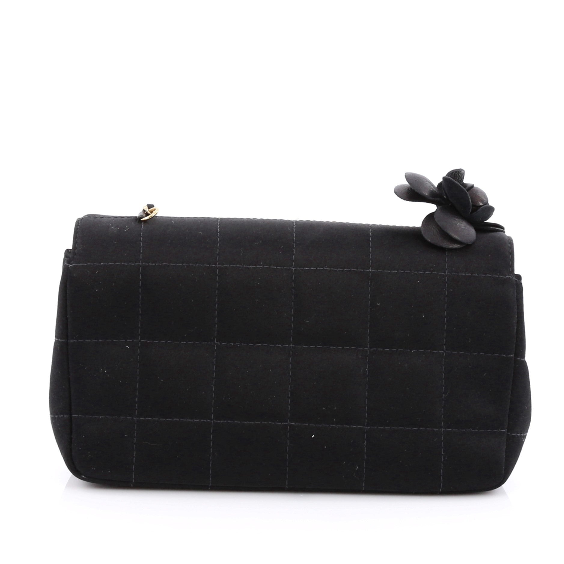 Camellia Chocolate Bar Flap Bag Quilted Satin Mini