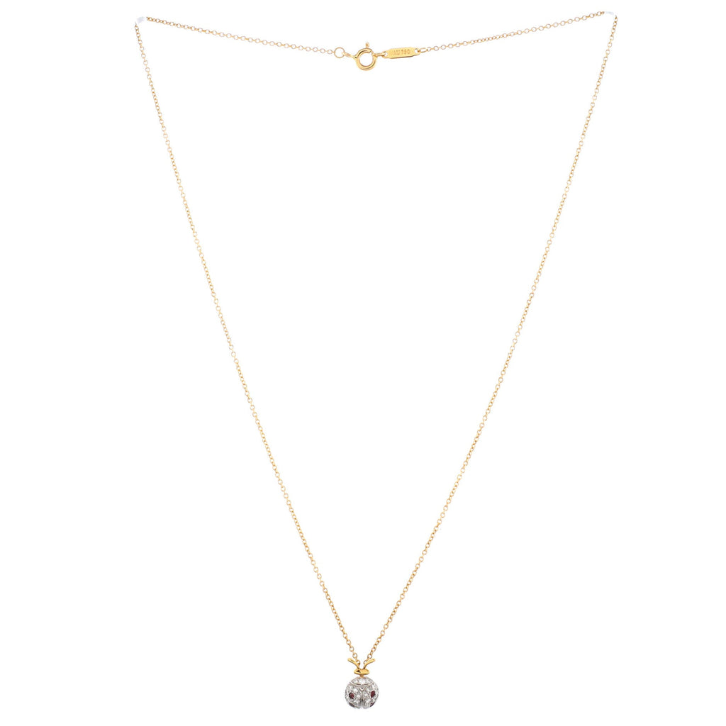 Schlumberger Ladybug Necklace 18K Yellow Gold with Diamonds and Garnets