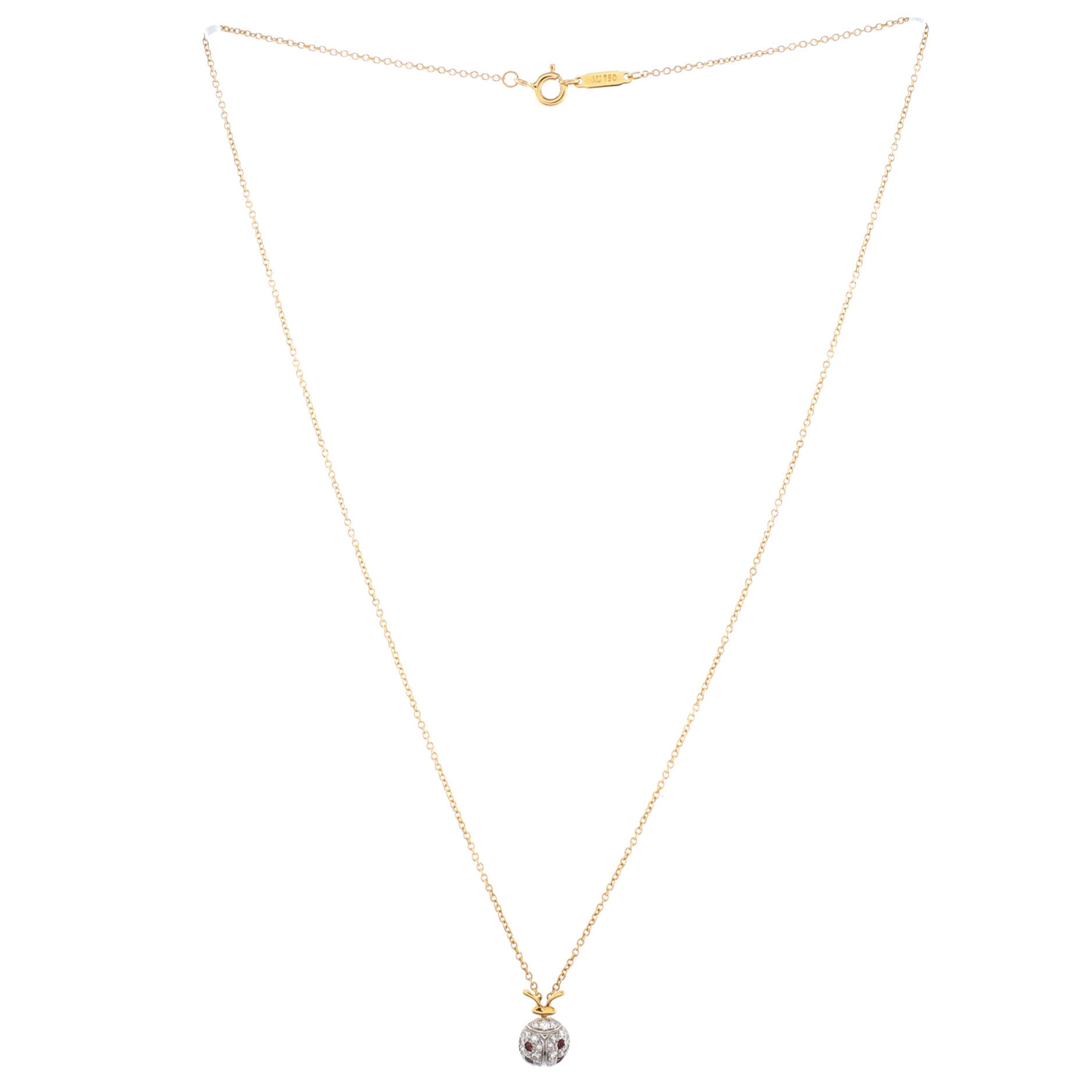 Schlumberger Ladybug Necklace 18K Yellow Gold with Diamonds and Garnets