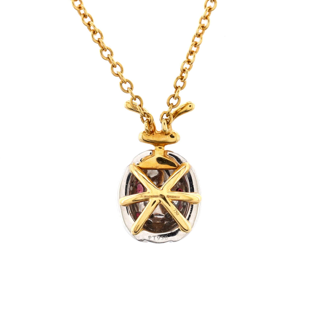 Schlumberger Ladybug Necklace 18K Yellow Gold with Diamonds and Garnets