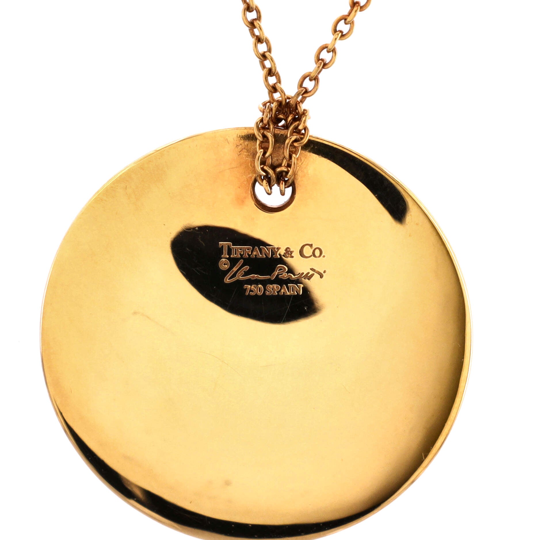 Elsa Peretti Round Pendant Necklace 18K Yellow Gold