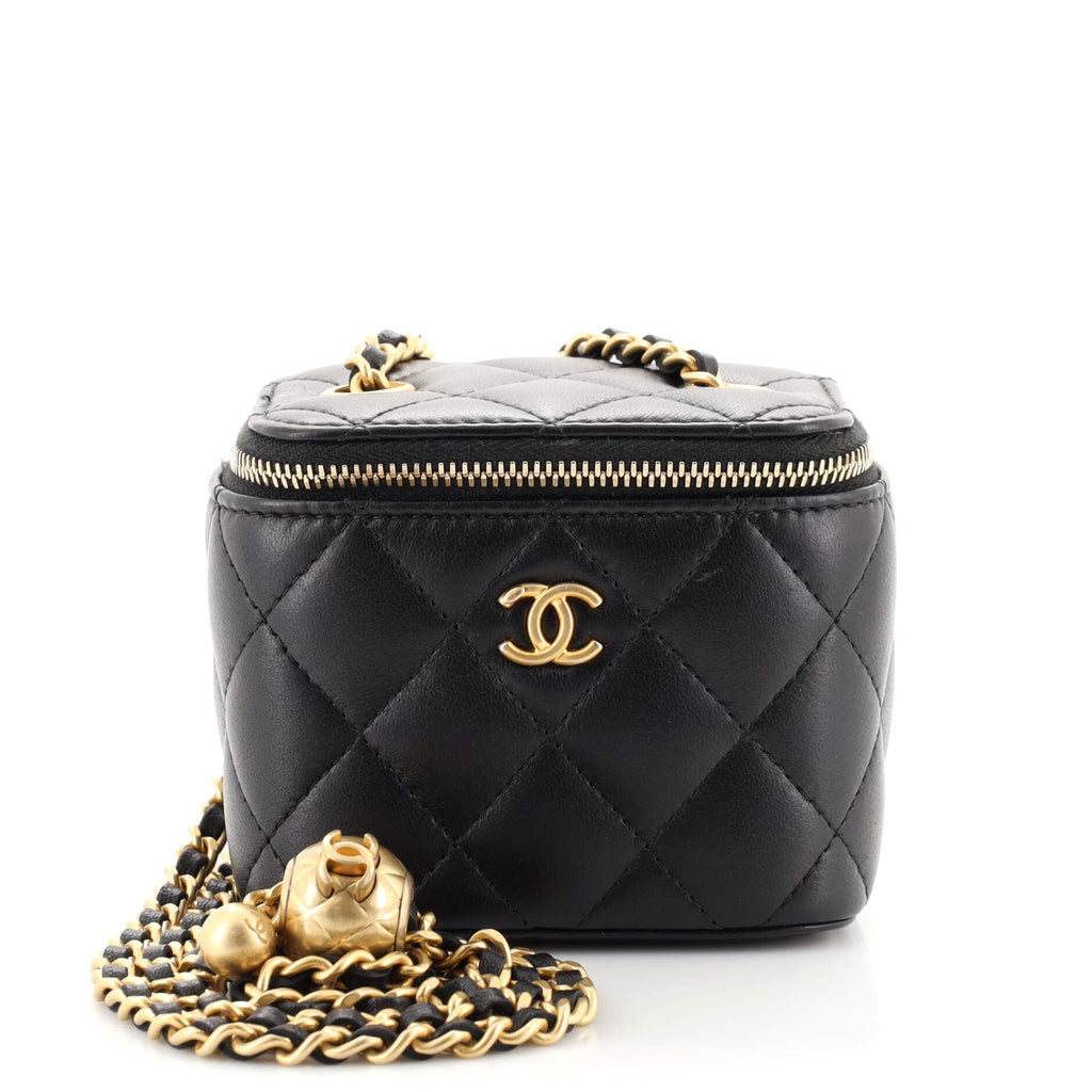Classic Vanity Case with Chain Quilted Lambskin Mini