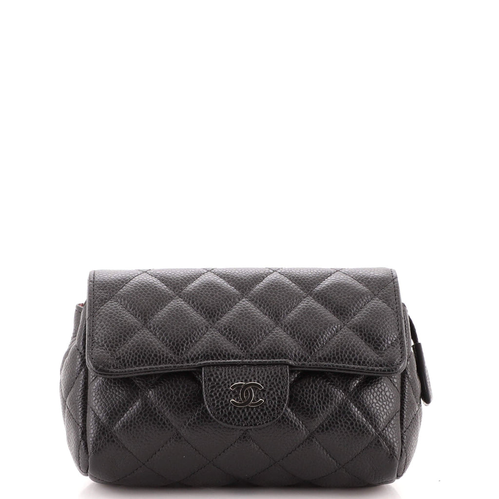 Flap Cosmetic Case Quilted Caviar Small