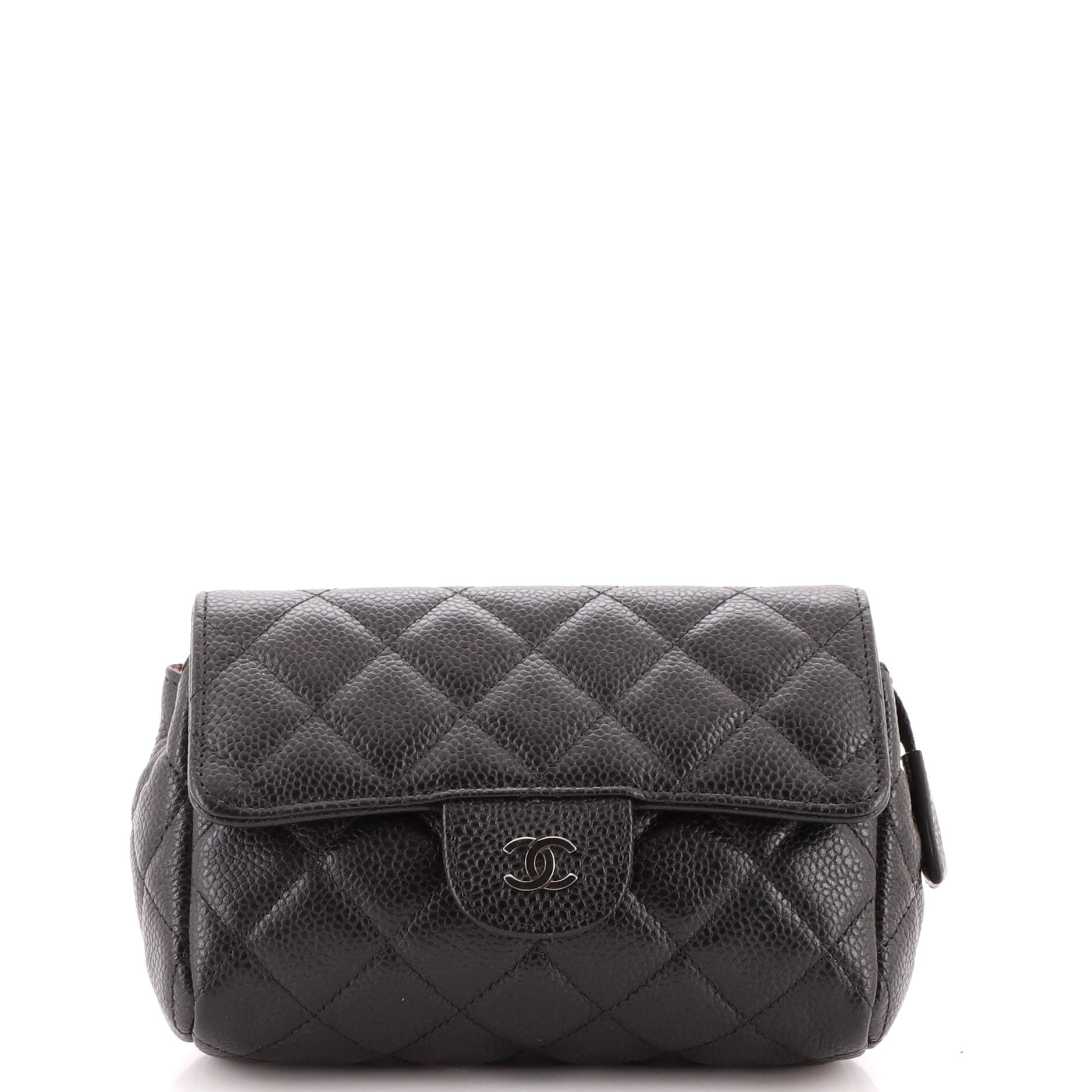 Flap Cosmetic Case Quilted Caviar Small