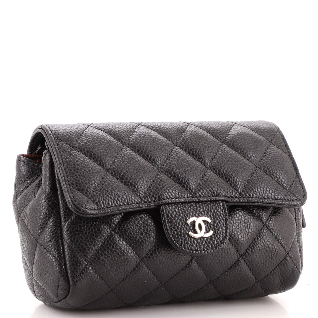 Flap Cosmetic Case Quilted Caviar Small