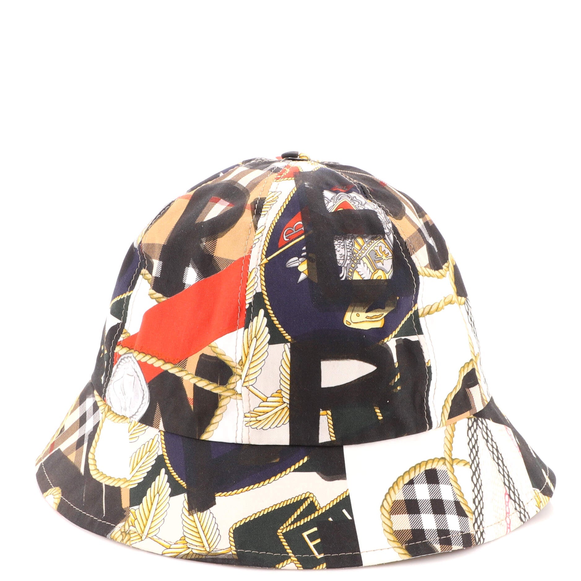 Bucket Hat Check Canvas and Printed Cotton Medium