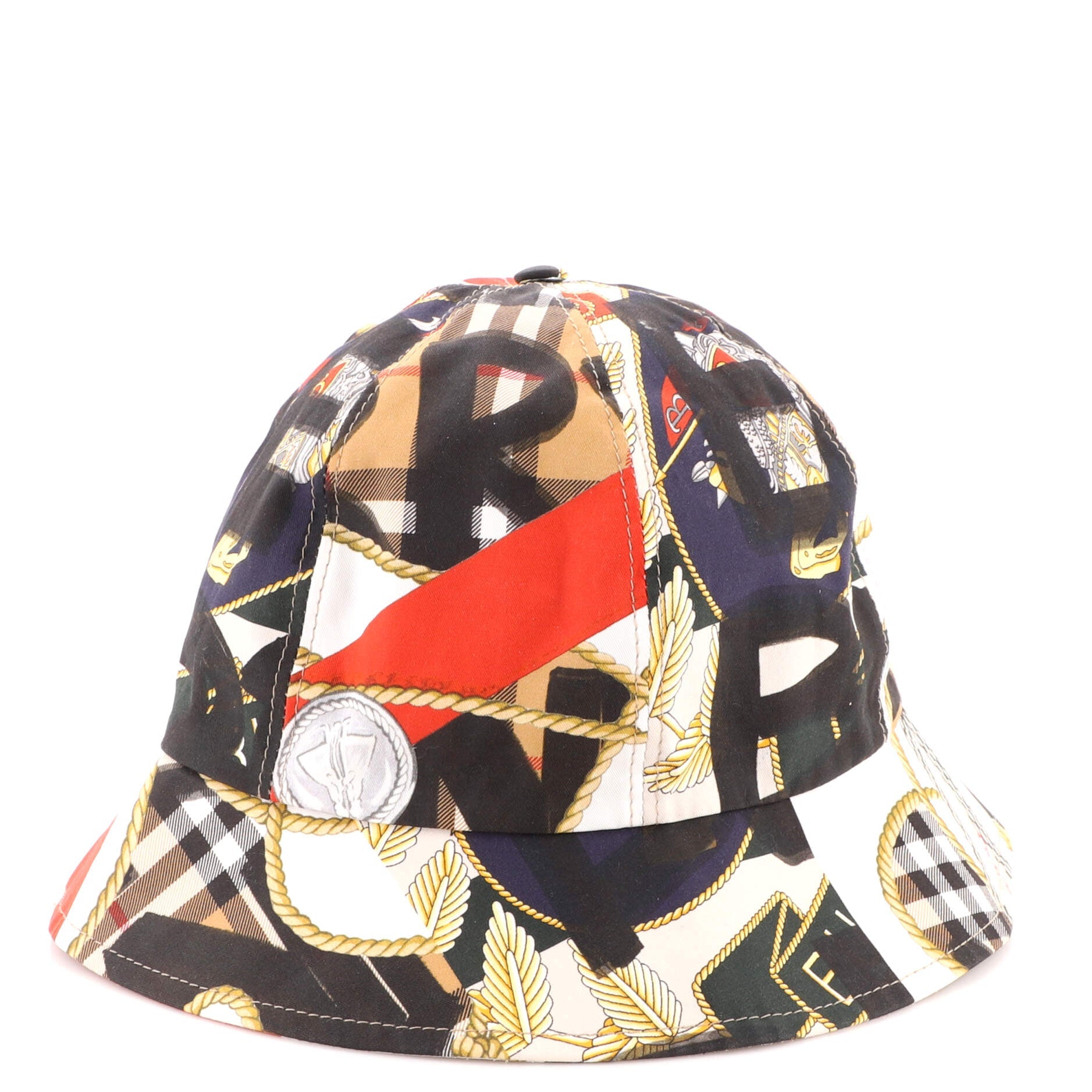 Bucket Hat Check Canvas and Printed Cotton Medium